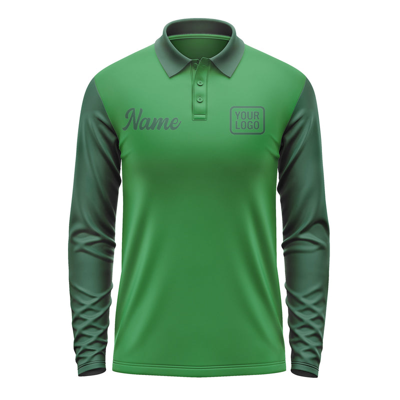 Custom Emerald Green Green Long Sleeve Polo Shirt Pl240505B105