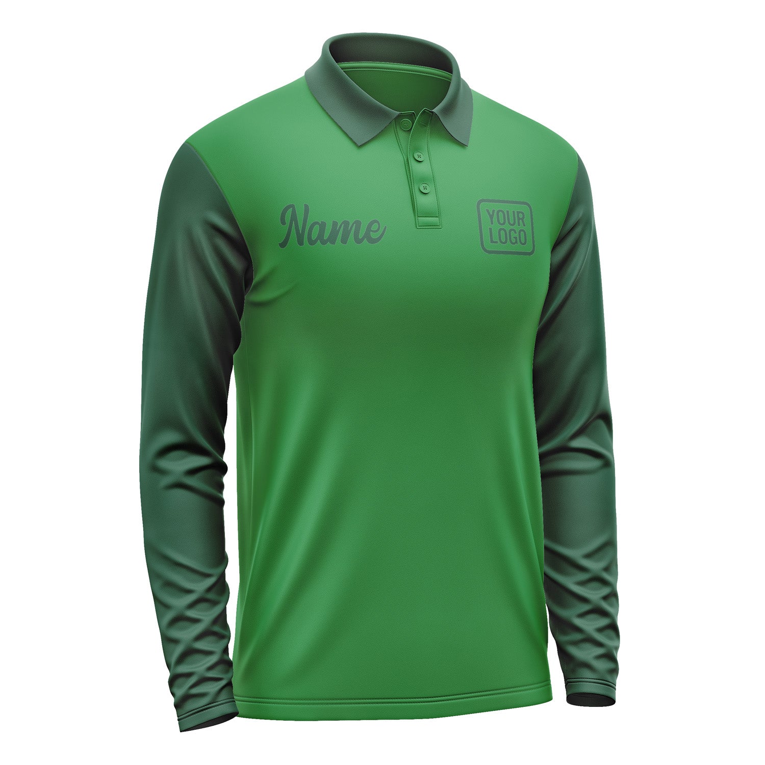 Custom Emerald Green Green Long Sleeve Polo Shirt Pl240505B105