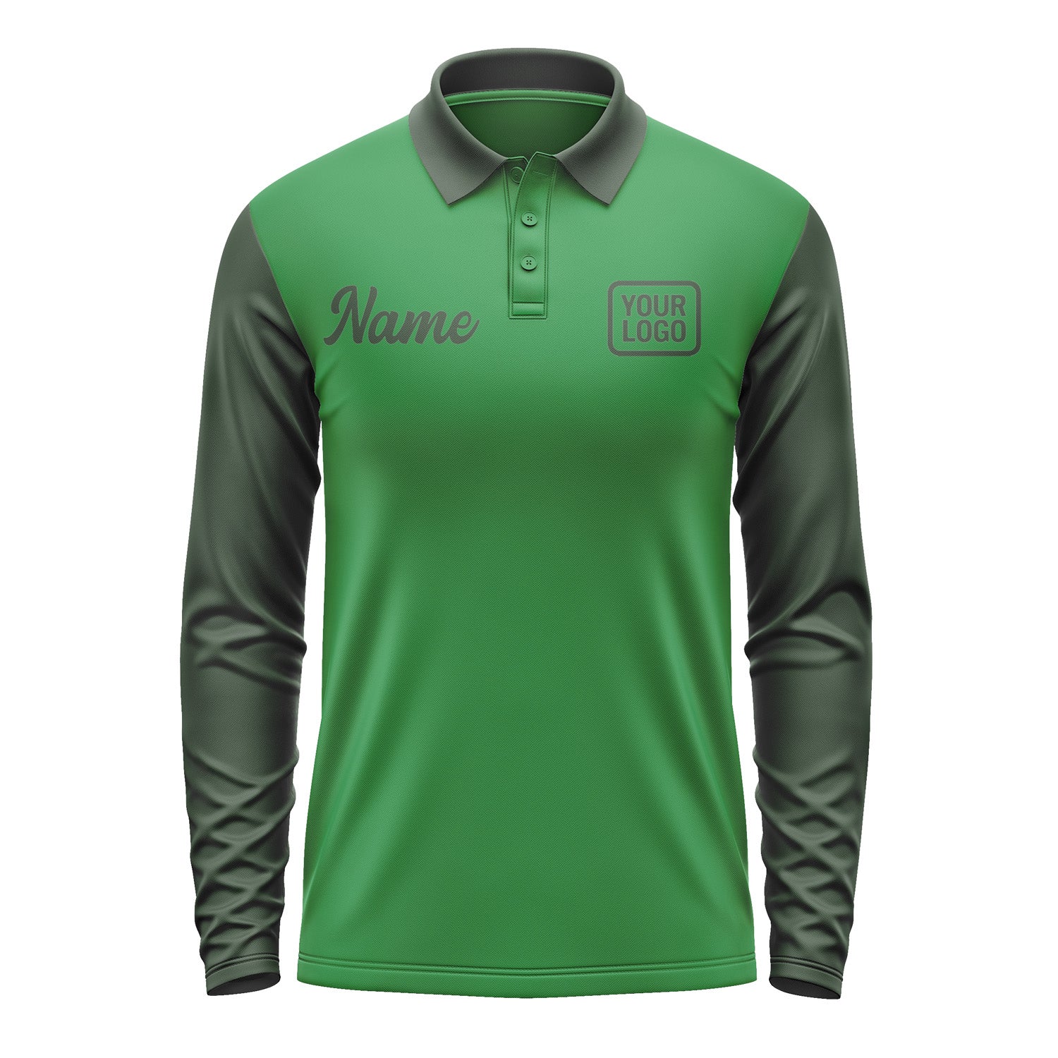 Custom Emerald Green Dark Green Long Sleeve Polo Shirt Pl240606B106
