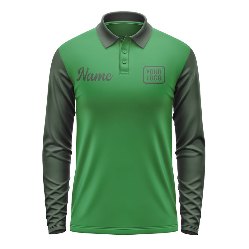 Custom Emerald Green Dark Green Long Sleeve Polo Shirt Pl240606B106