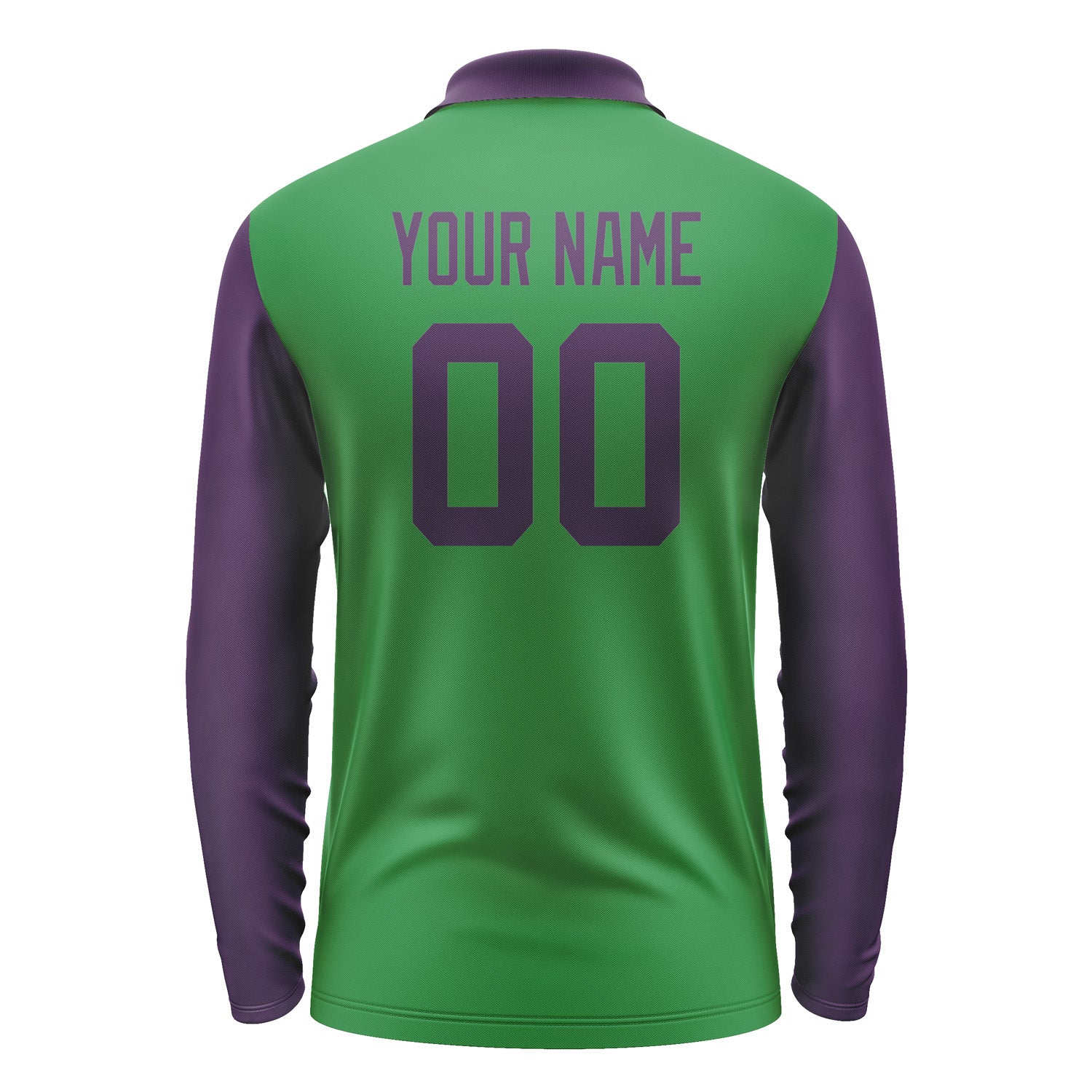 Custom Emerald Green Purple Long Sleeve Polo Shirt Pl240707B107