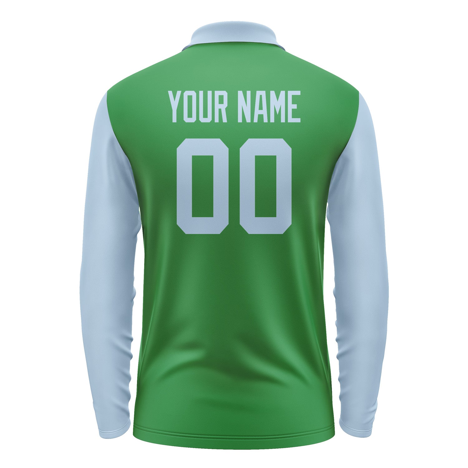 Custom Emerald Green Light Blue Long Sleeve Polo Shirt Pl240808B108