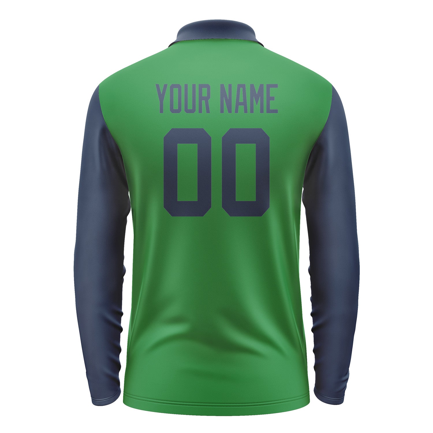 Custom Emerald Green Blue Long Sleeve Polo Shirt Pl241010B110