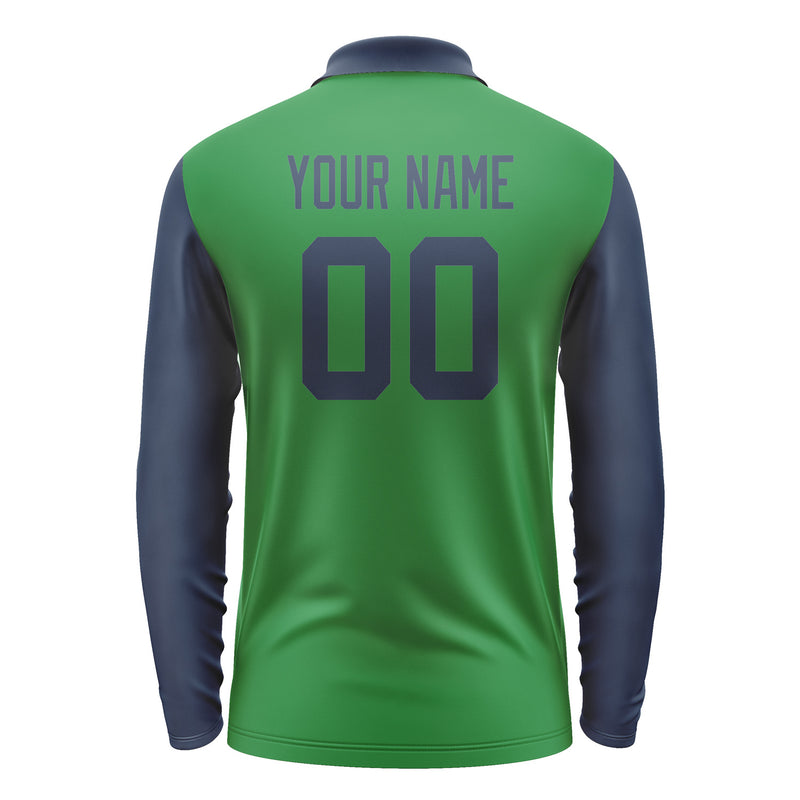 Custom Emerald Green Blue Long Sleeve Polo Shirt Pl241010B110