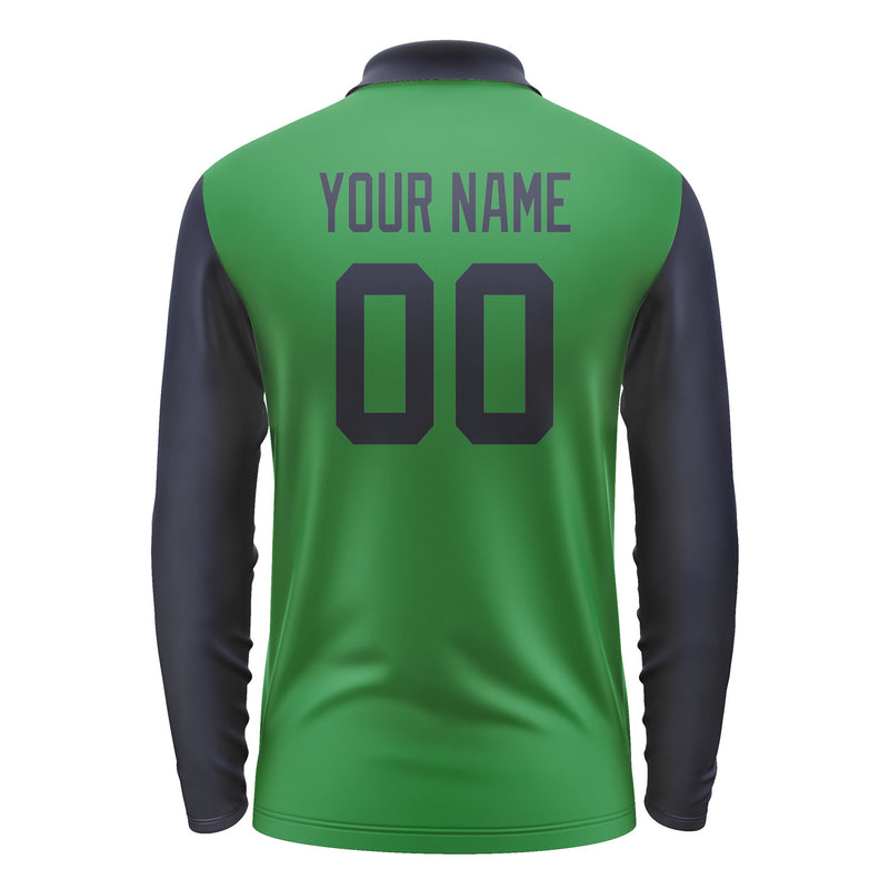 Custom Emerald Green Navy Long Sleeve Polo Shirt Pl241111B111