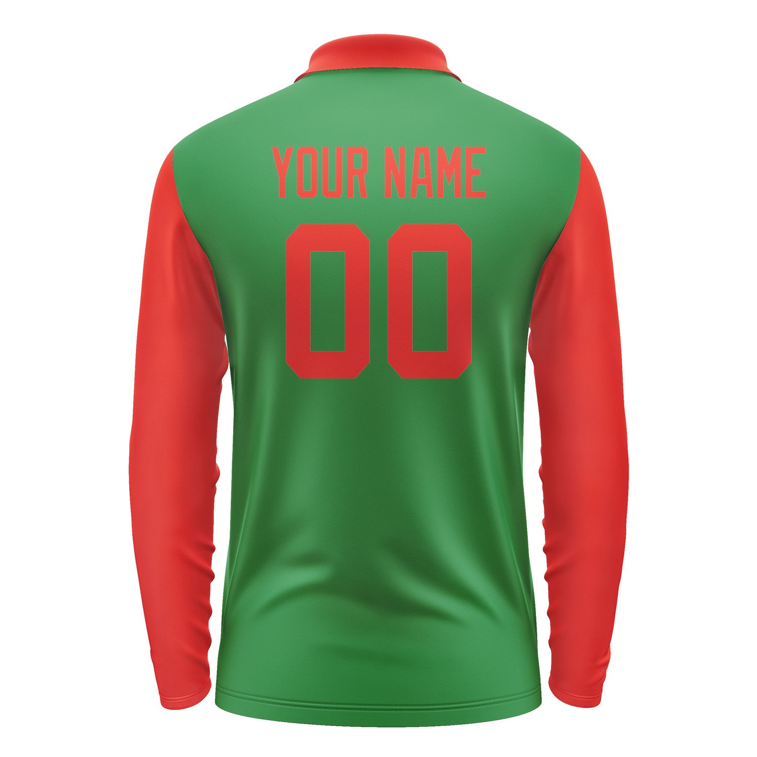 Custom Emerald Green Orange Red Long Sleeve Polo Shirt Pl241212B112