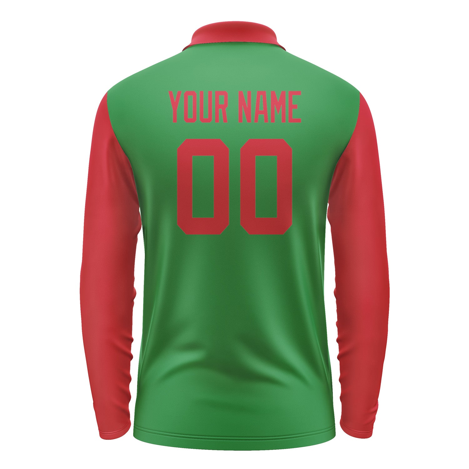 Custom Emerald Green Red Long Sleeve Polo Shirt Pl241414B114