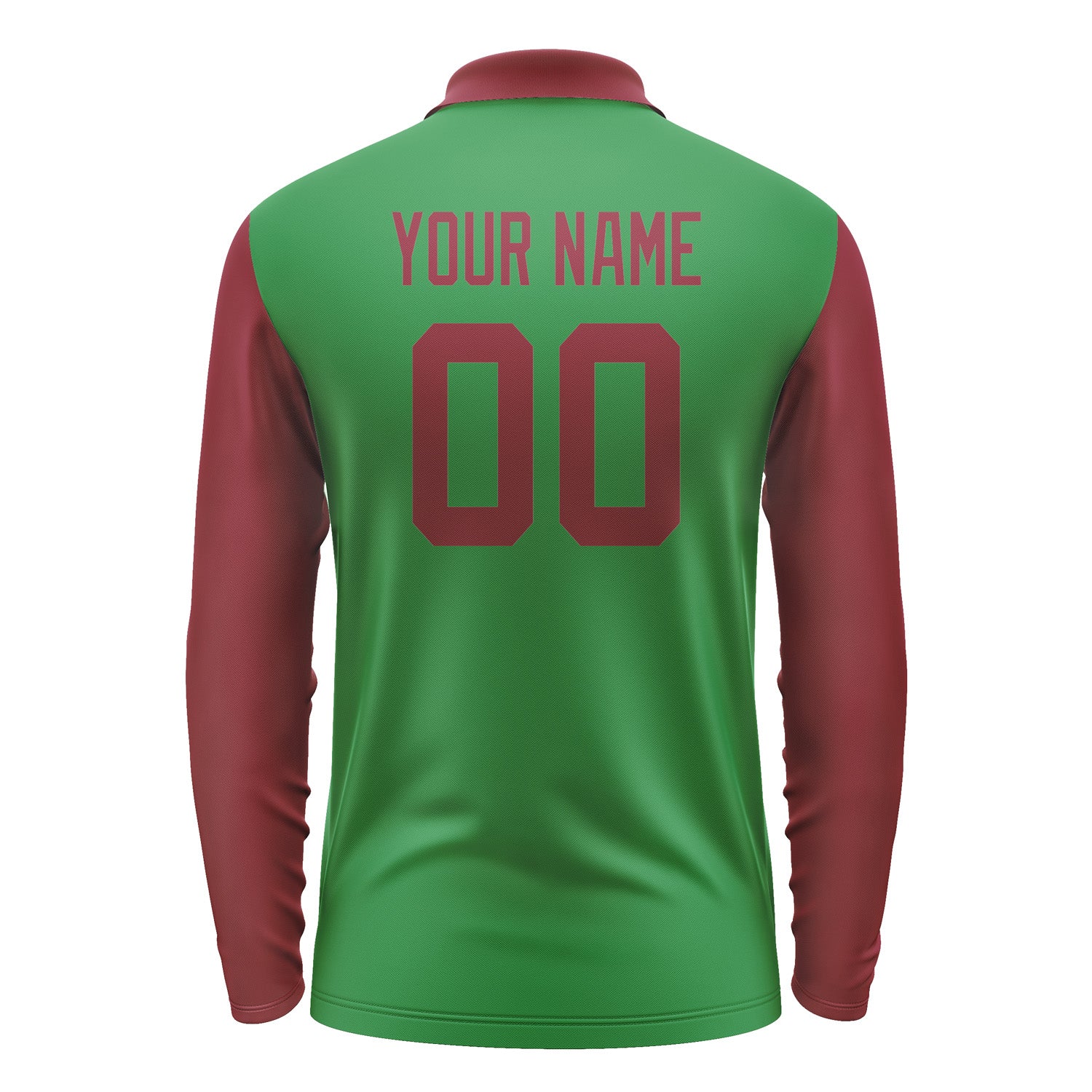 Custom Emerald Green Crimson Red Long Sleeve Polo Shirt Pl241515B115