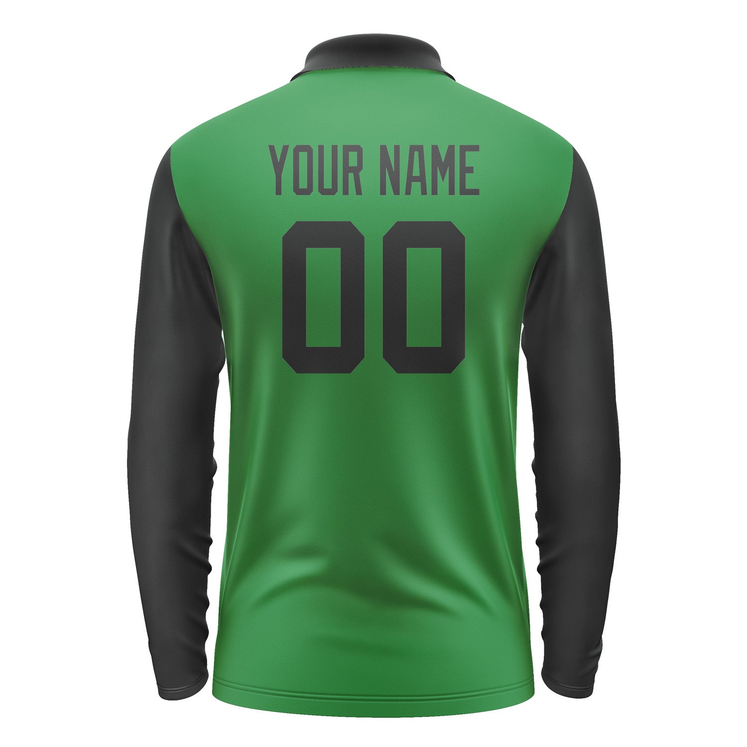 Custom Emerald Green Black Long Sleeve Polo Shirt Pl241717B117