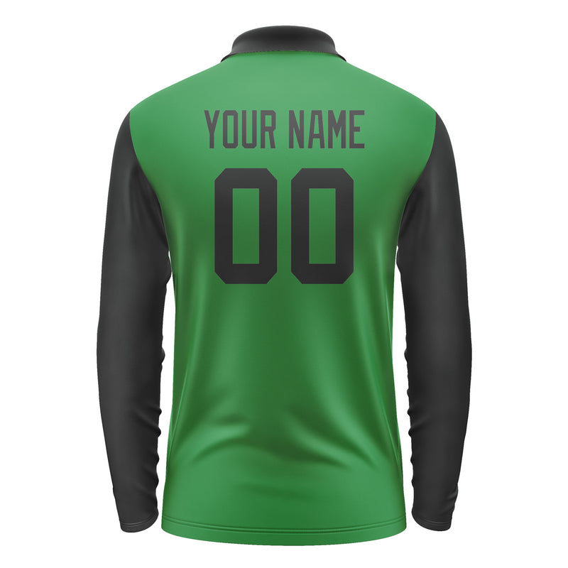 Custom Emerald Green Black Long Sleeve Polo Shirt Pl241717B117