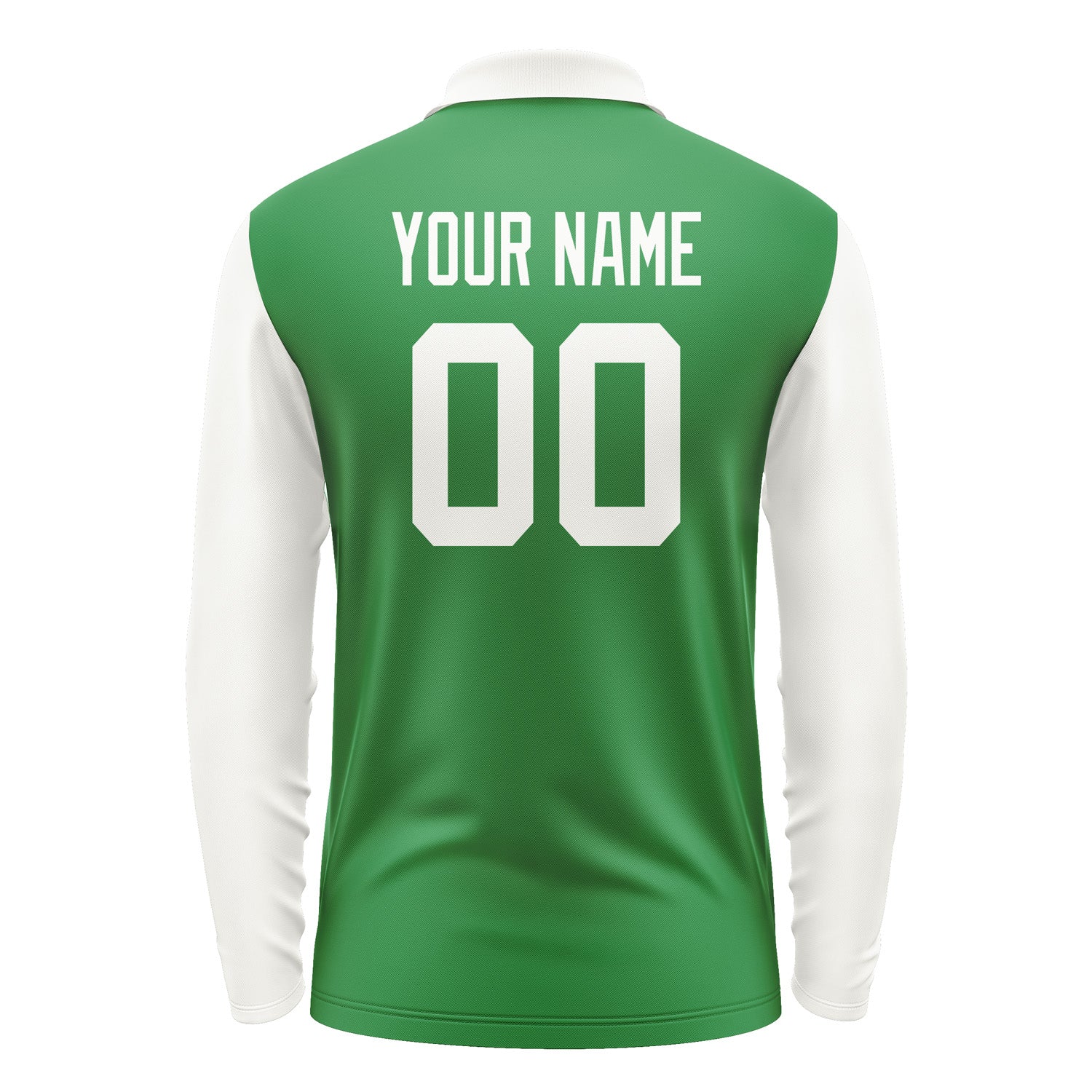Custom Emerald Green White Long Sleeve Polo Shirt Pl241818B118