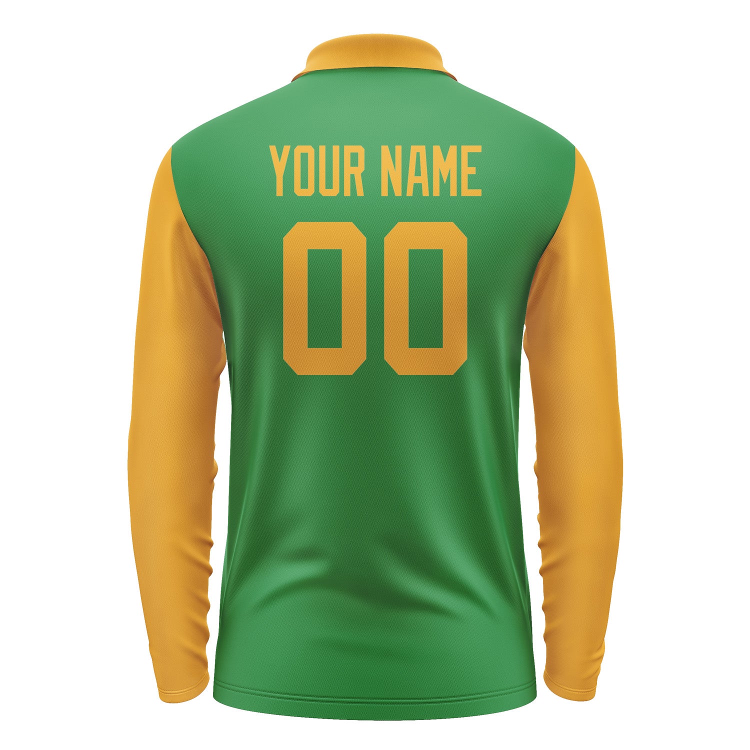 Custom Emerald Green Yellow Long Sleeve Polo Shirt Pl241919B119
