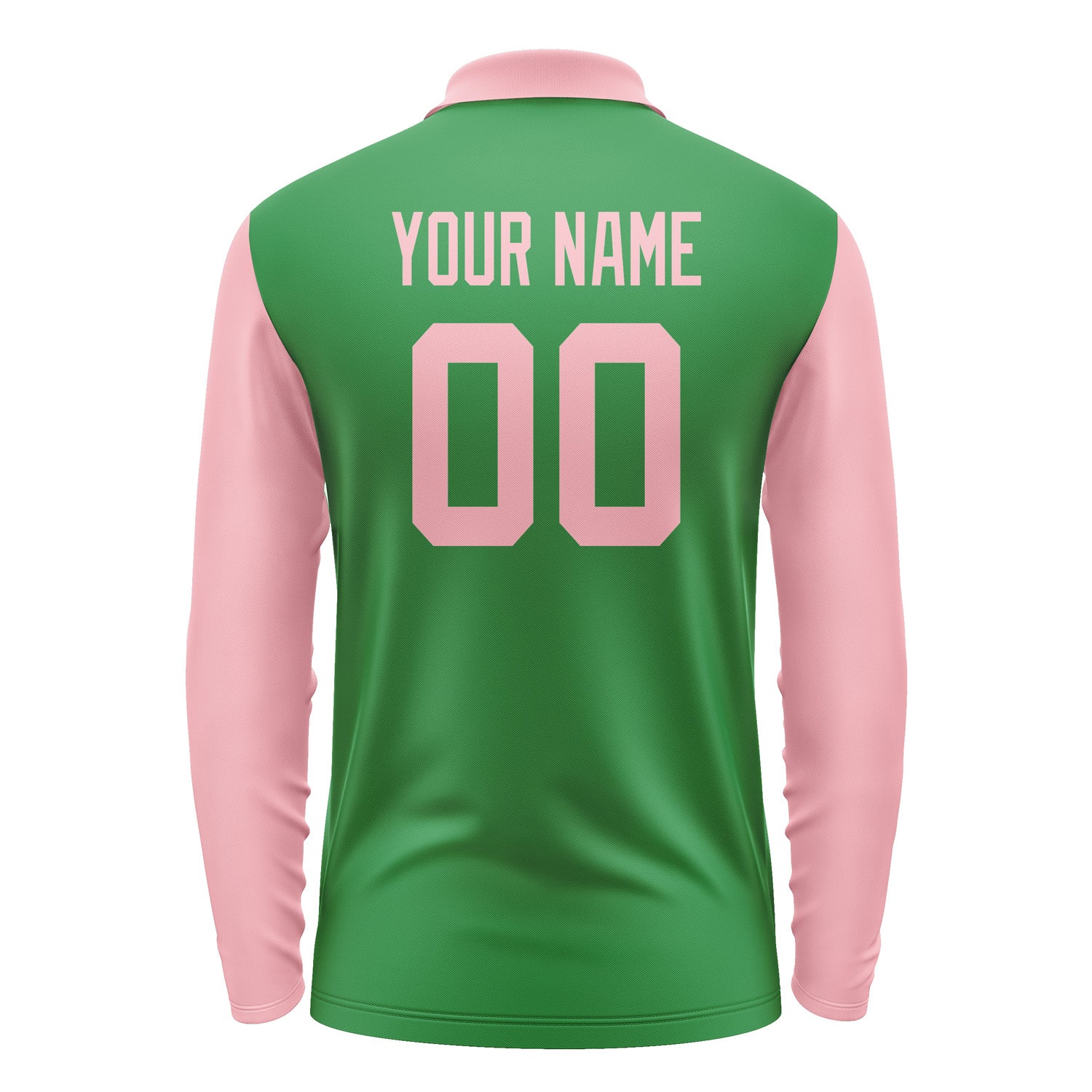 Custom Emerald Green Light Pink Long Sleeve Polo Shirt Pl242121B121