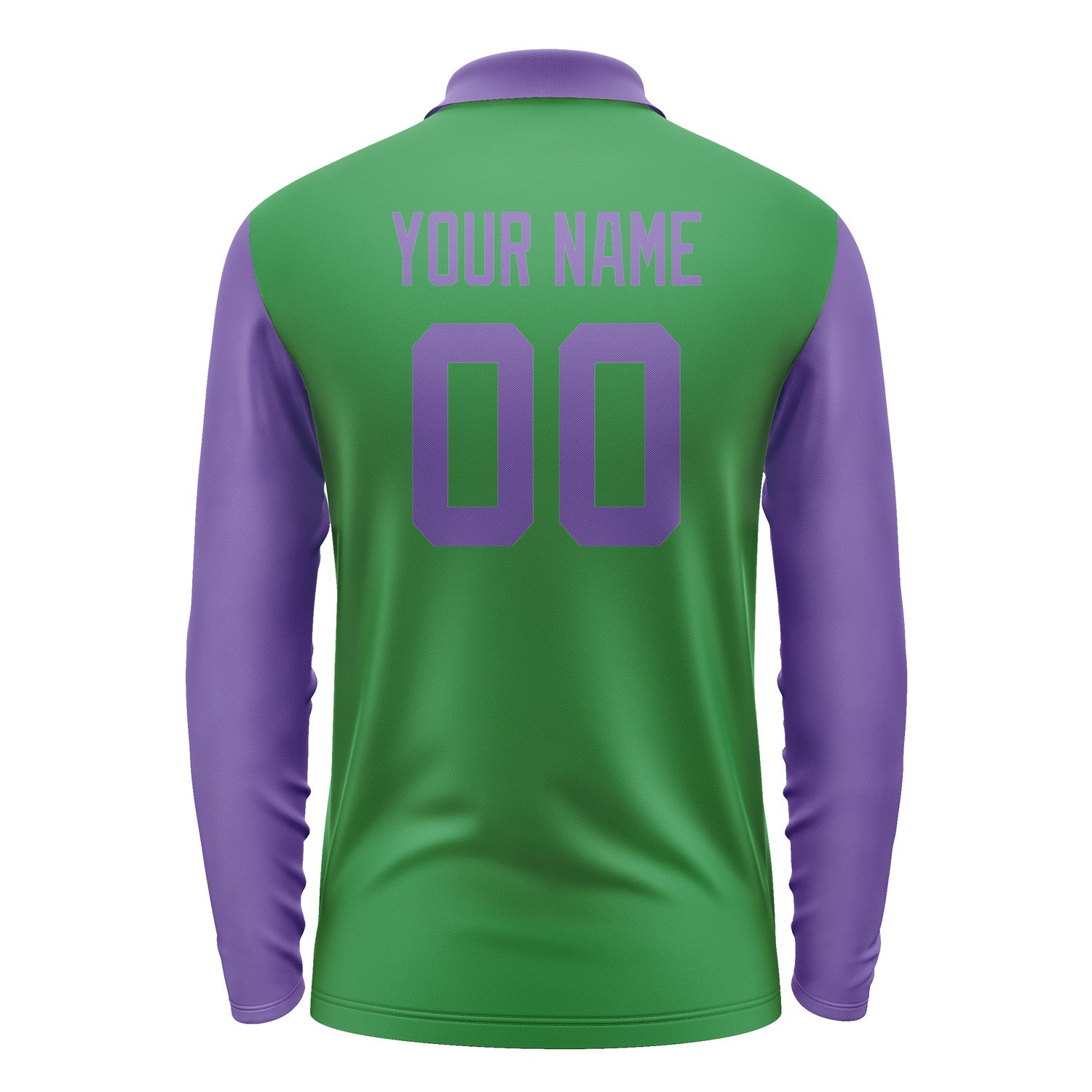 Custom Emerald Green Light Purple Long Sleeve Polo Shirt Pl242323B123