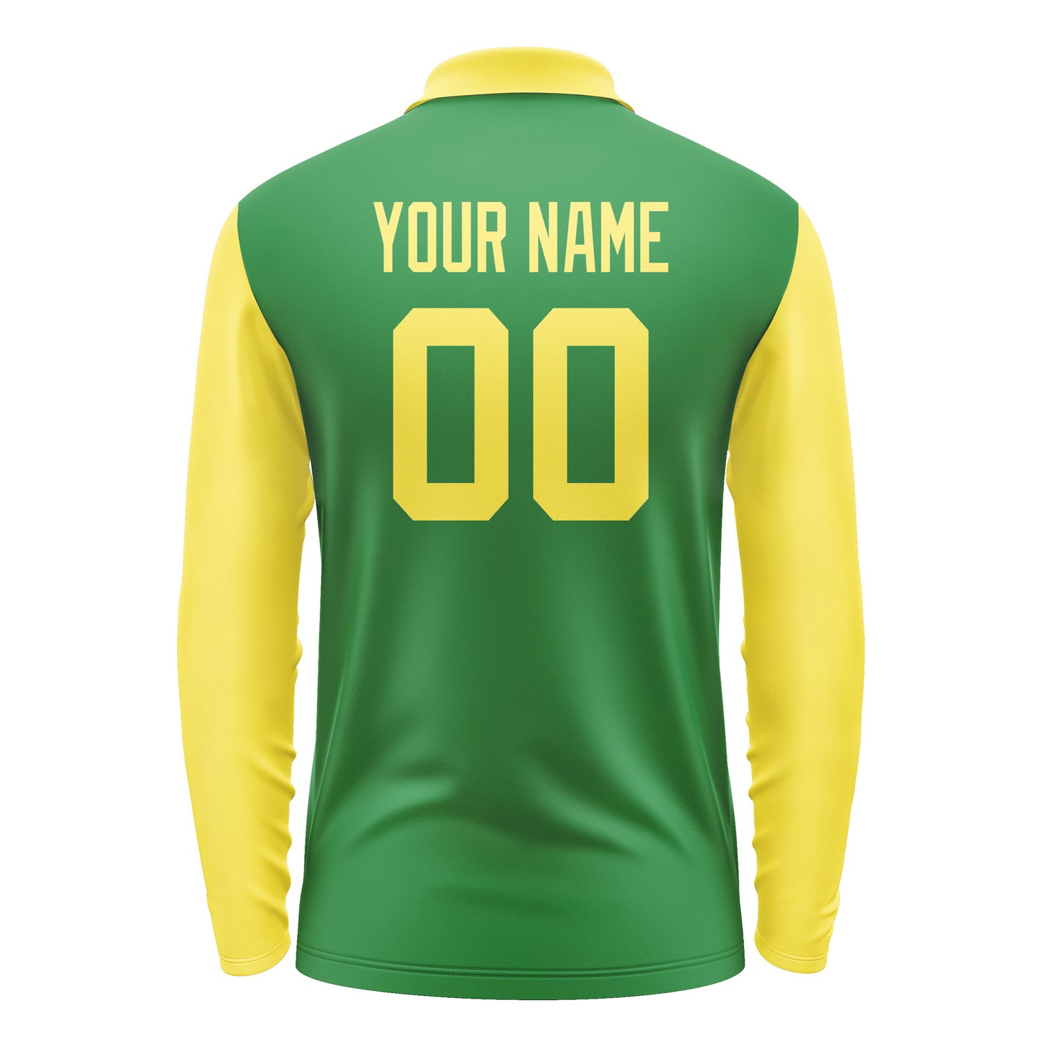 Custom Emerald Green Light Yellow Long Sleeve Polo Shirt Pl242626B126