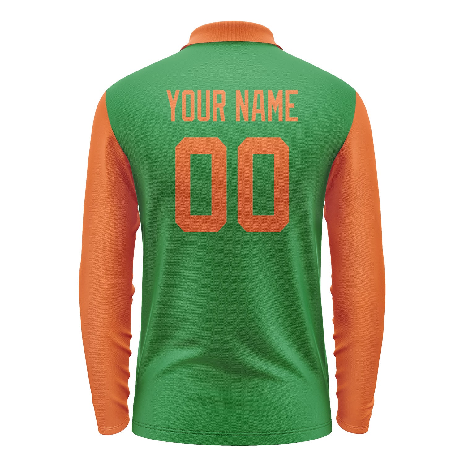 Custom Emerald Green Orange Long Sleeve Polo Shirt Pl242828B128