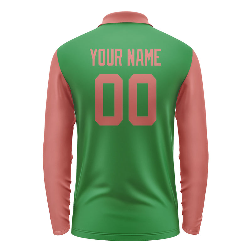 Custom Emerald Green Copper Rose Long Sleeve Polo Shirt Pl242929B129