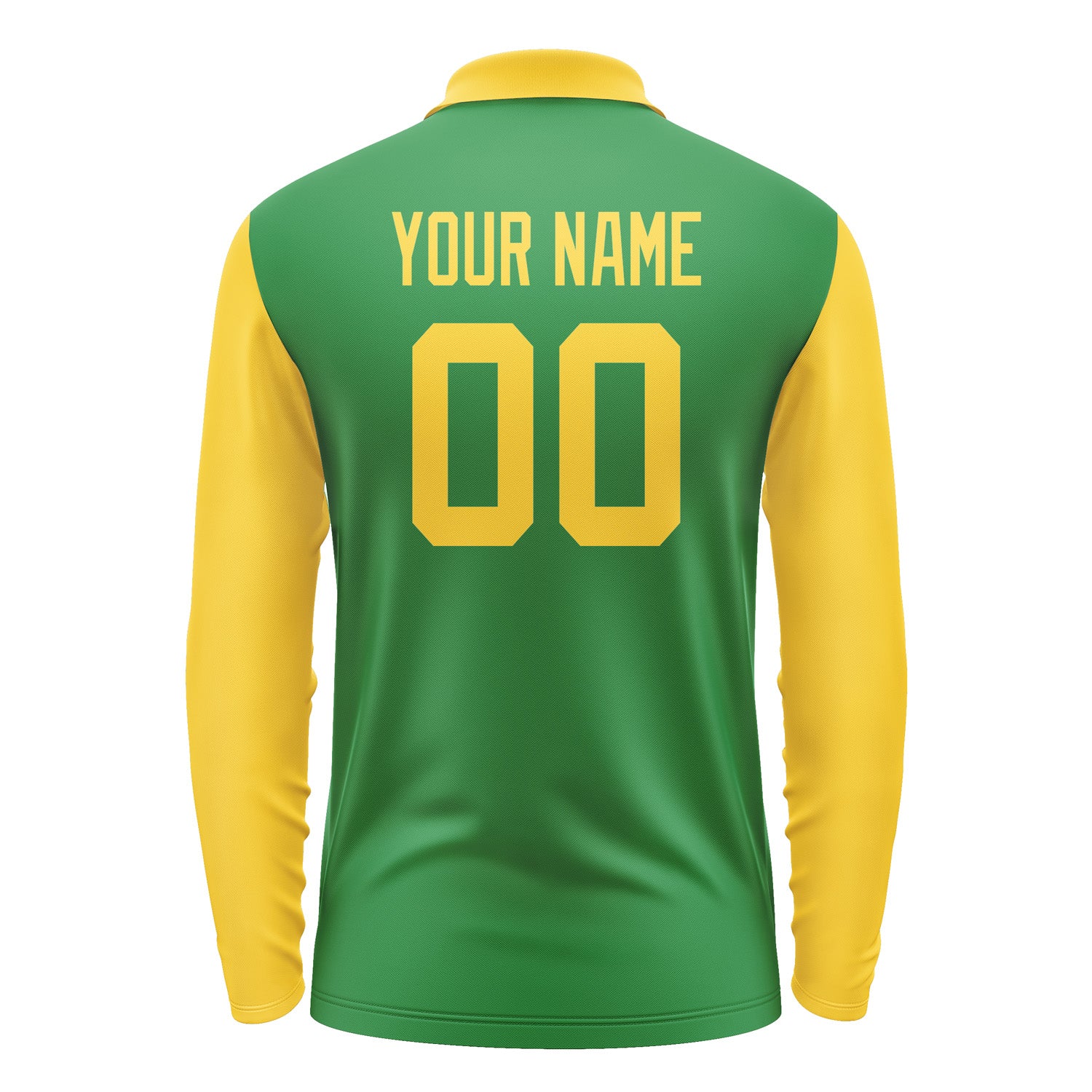 Custom Emerald Green Gold Long Sleeve Polo Shirt Pl243030B130