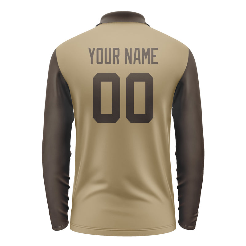 Custom Light Khaki Brown Long Sleeve Polo Shirt Pl250101B101
