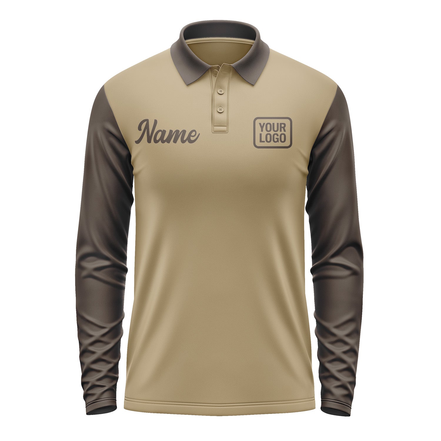 Custom Light Khaki Brown Long Sleeve Polo Shirt Pl250101B101