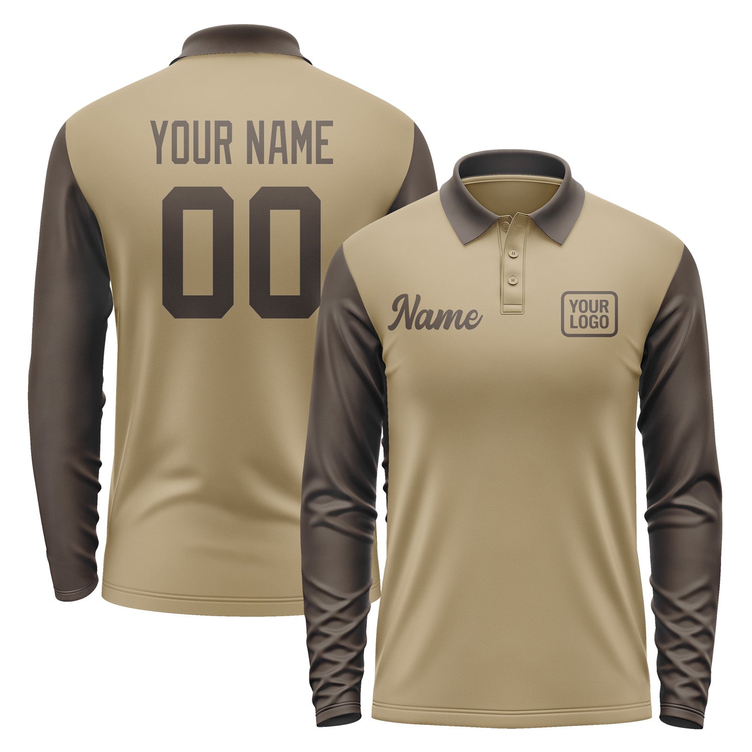Custom Light Khaki Brown Long Sleeve Polo Shirt Pl250101B101