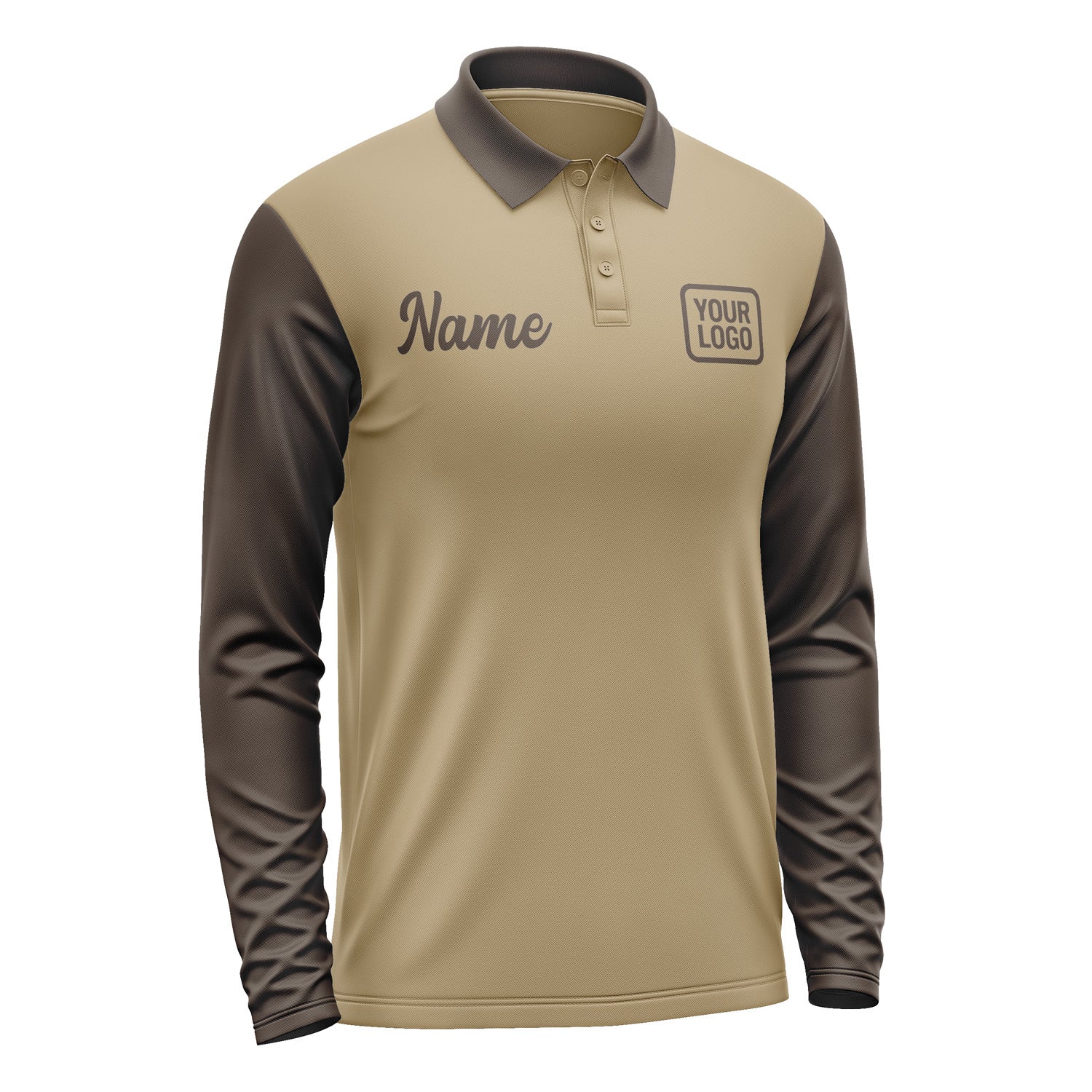 Custom Light Khaki Brown Long Sleeve Polo Shirt Pl250101B101
