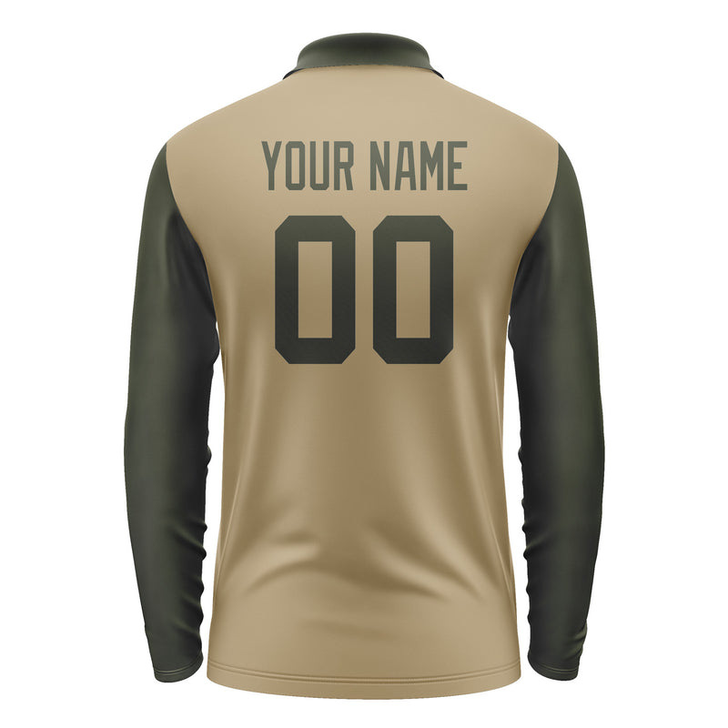 Custom Light Khaki Olive Long Sleeve Polo Shirt Pl250202B102