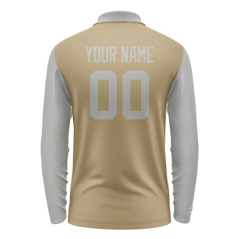 Custom Light Khaki Gray Long Sleeve Polo Shirt Pl250404B104