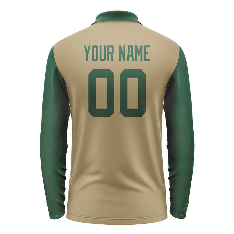Custom Light Khaki Green Long Sleeve Polo Shirt Pl250505B105