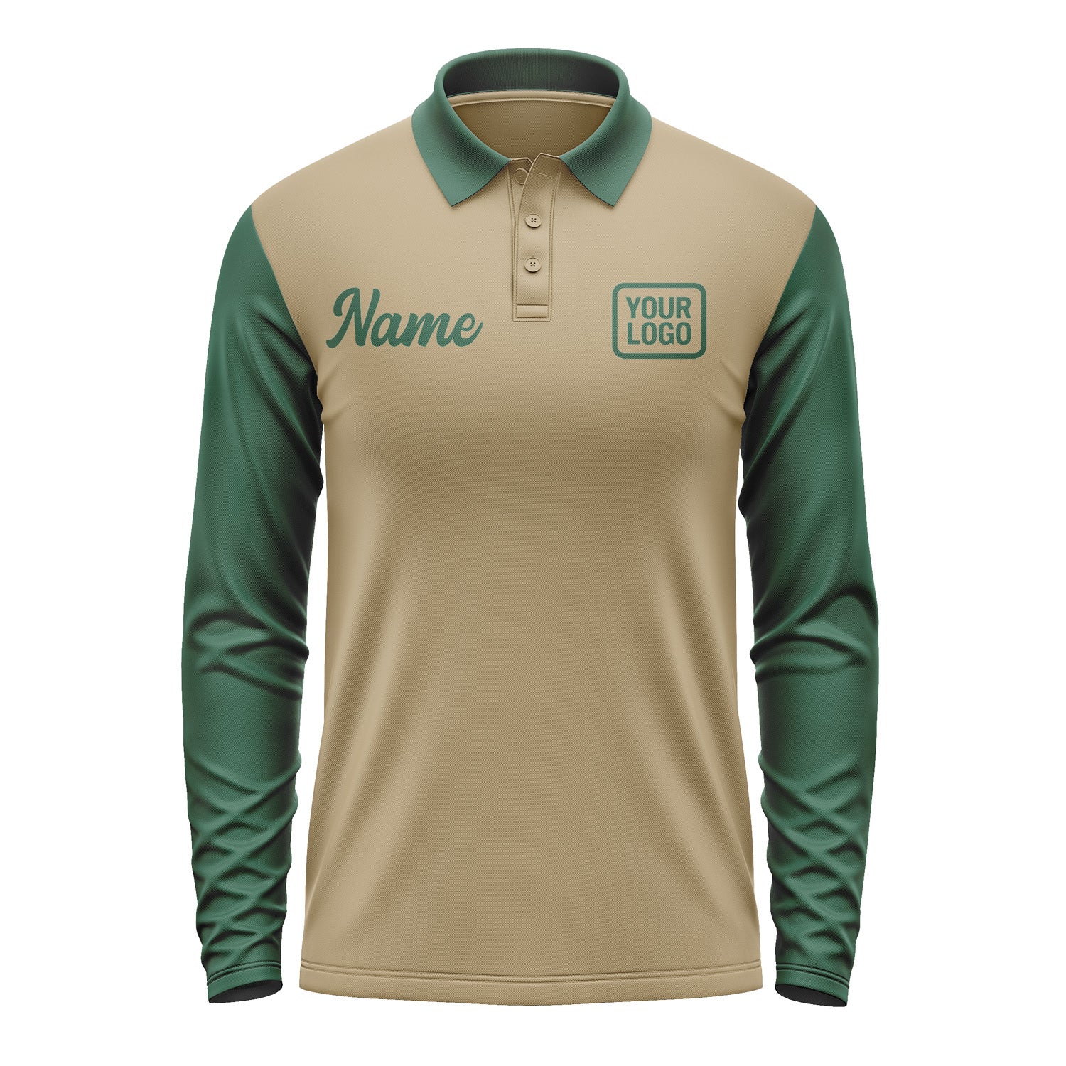 Custom Light Khaki Green Long Sleeve Polo Shirt Pl250505B105
