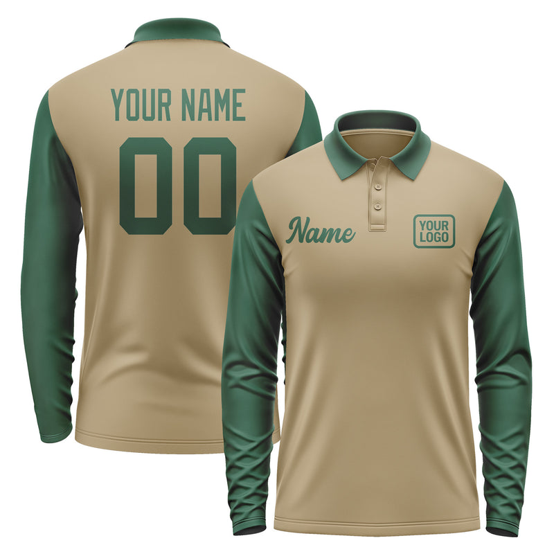 Custom Light Khaki Green Long Sleeve Polo Shirt Pl250505B105