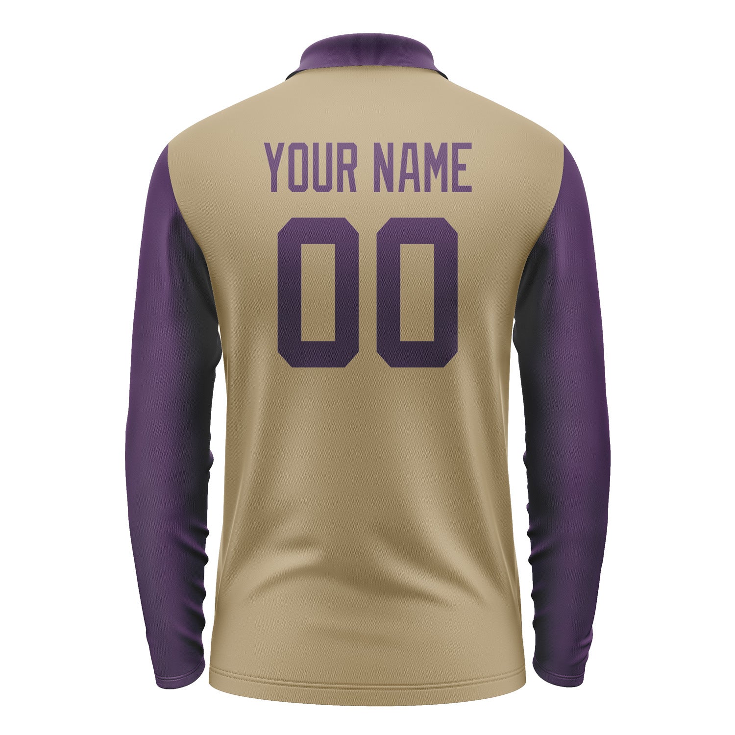 Custom Light Khaki Purple Long Sleeve Polo Shirt Pl250707B107