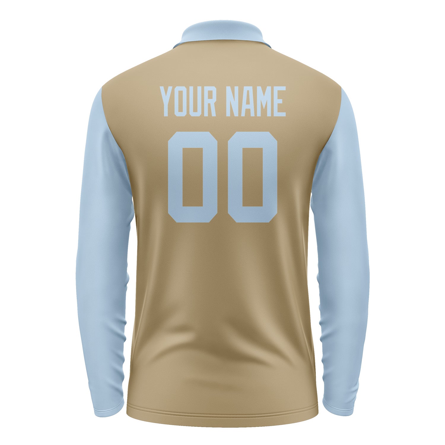 Custom Light Khaki Light Blue Long Sleeve Polo Shirt Pl250808B108