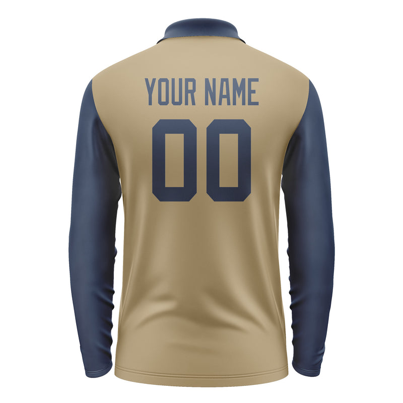 Custom Light Khaki Blue Long Sleeve Polo Shirt Pl251010B110