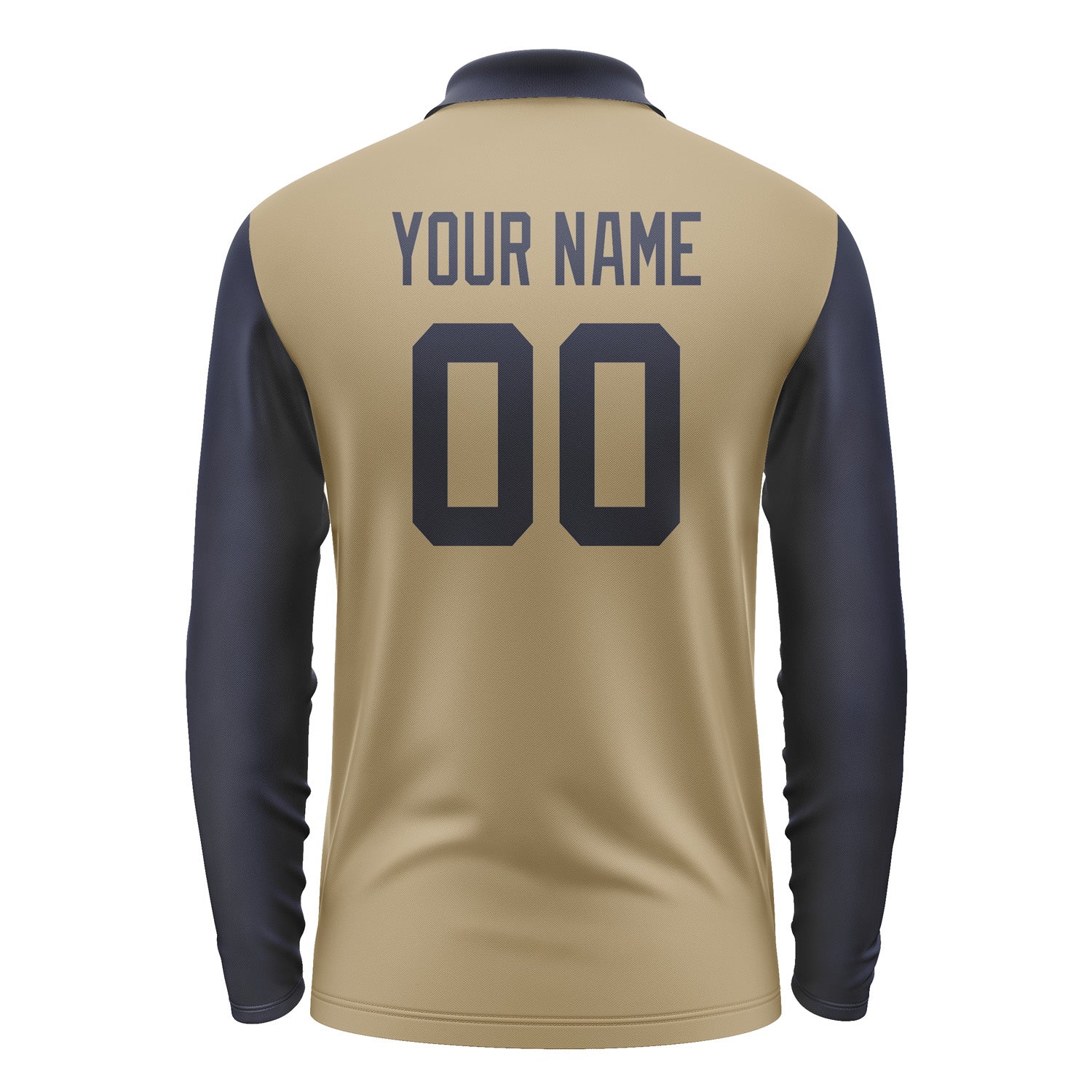 Custom Light Khaki Navy Long Sleeve Polo Shirt Pl251111B111