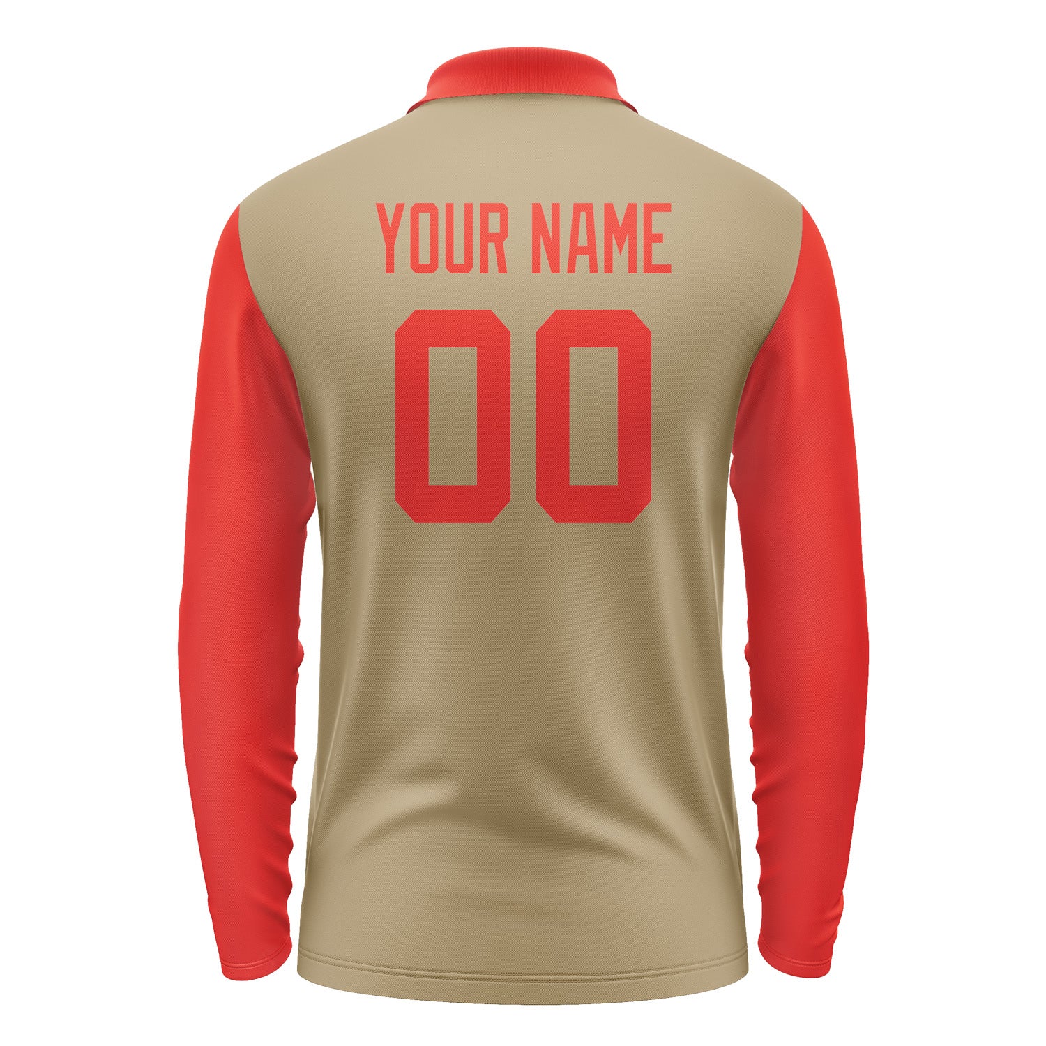 Custom Light Khaki Orange Red Long Sleeve Polo Shirt Pl251212B112