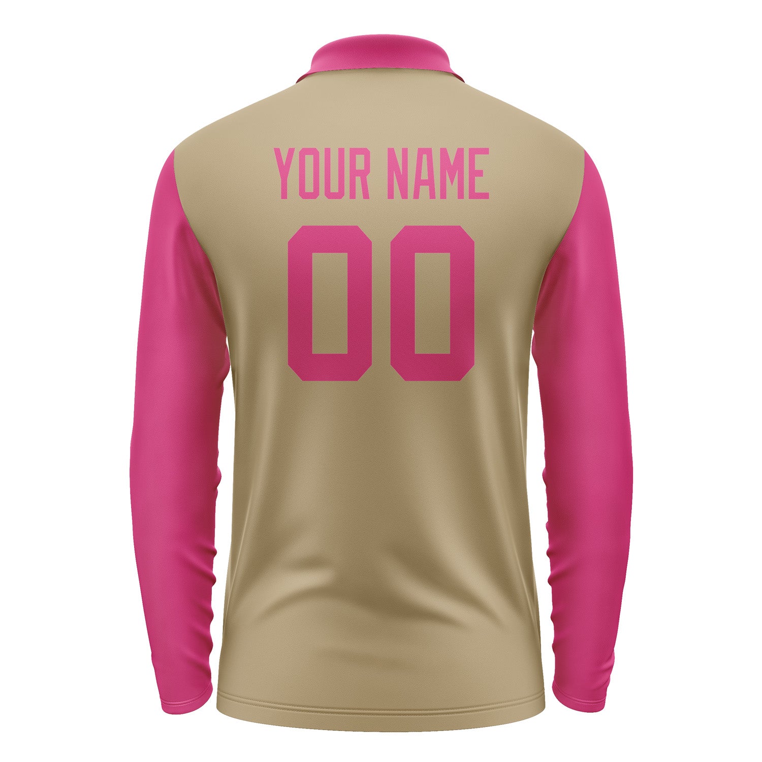 Custom Light Khaki Pink Long Sleeve Polo Shirt Pl251313B113