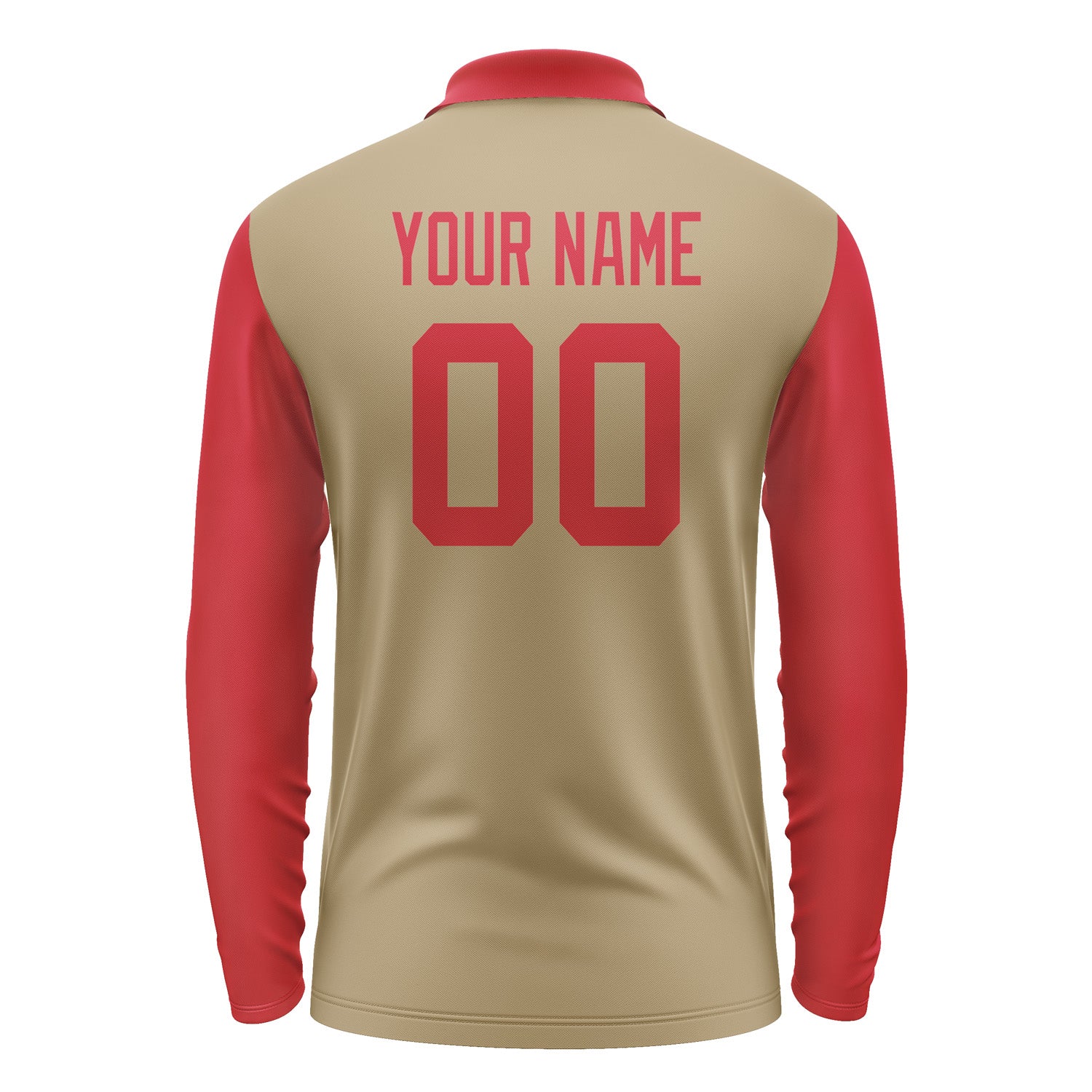 Custom Light Khaki Red Long Sleeve Polo Shirt Pl251414B114