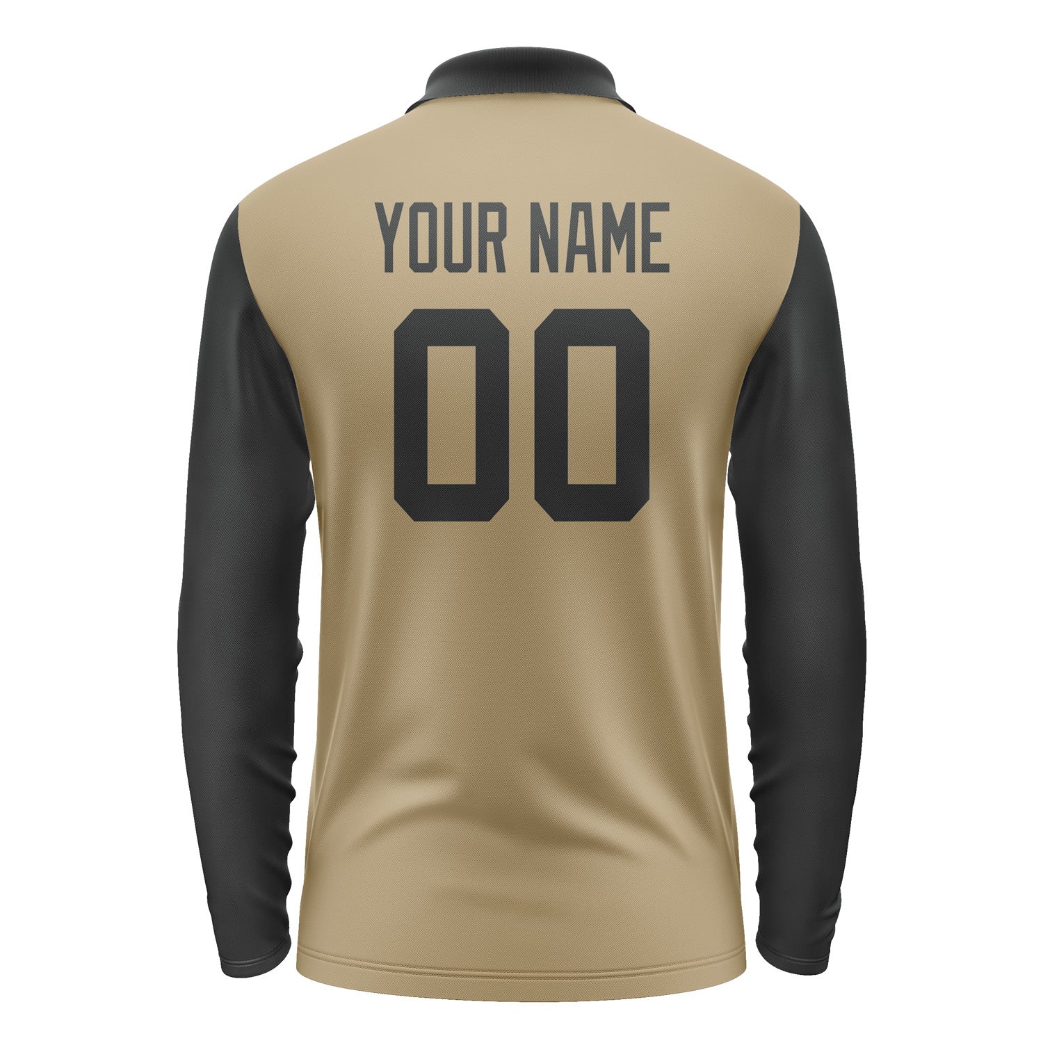 Custom Light Khaki Black Long Sleeve Polo Shirt Pl251717B117
