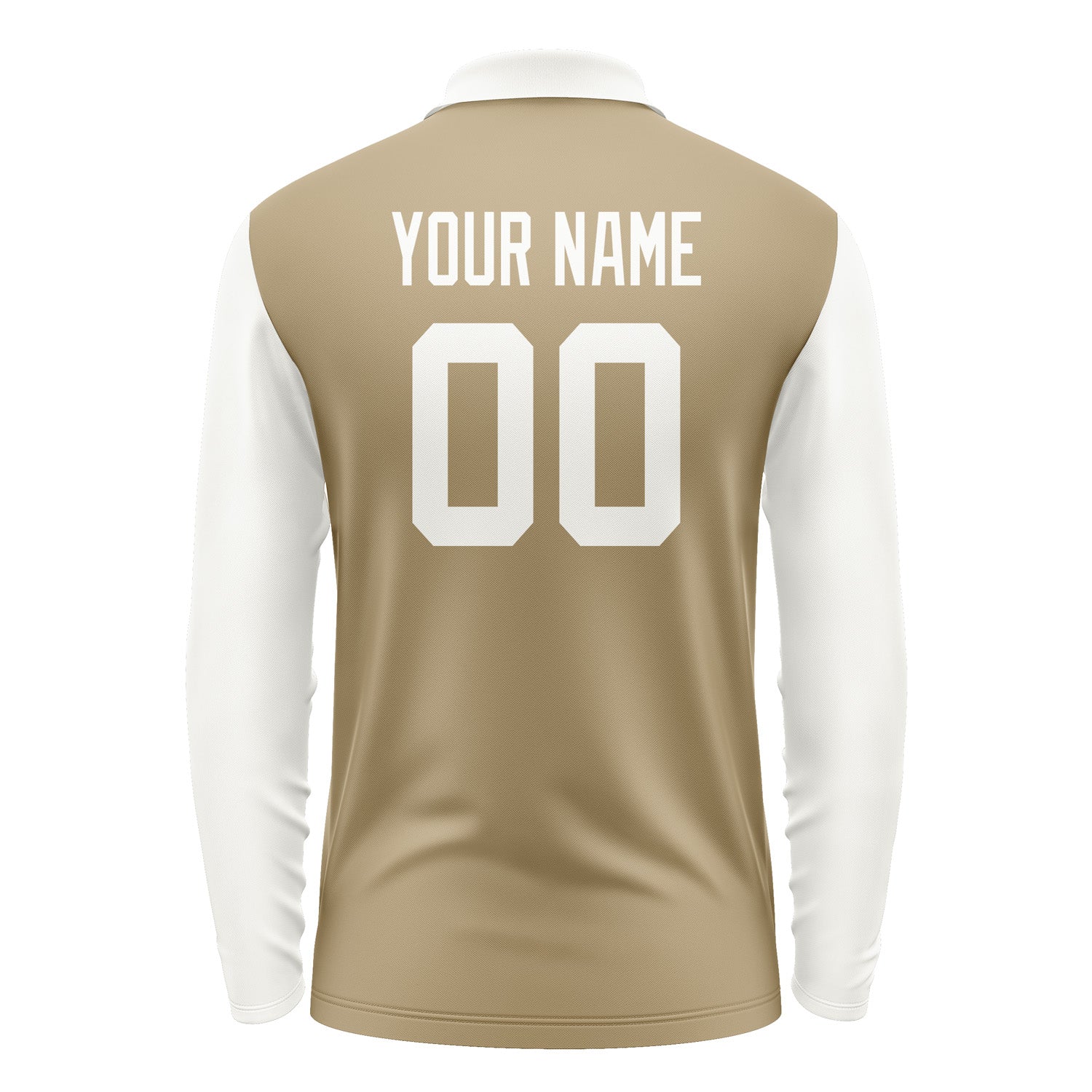 Custom Light Khaki White Long Sleeve Polo Shirt Pl251818B118