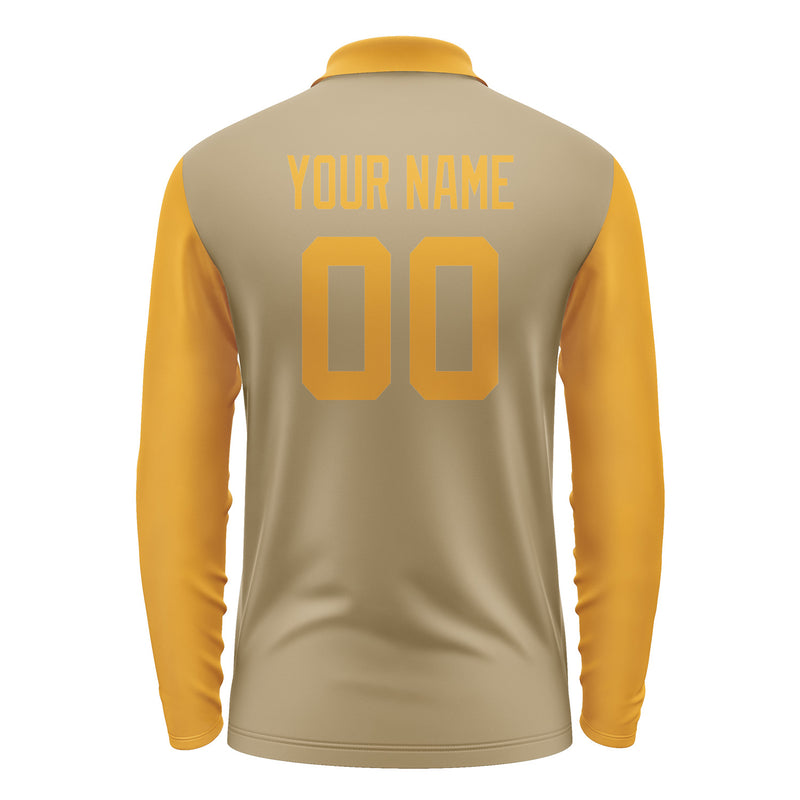 Custom Light Khaki Yellow Long Sleeve Polo Shirt Pl251919B119