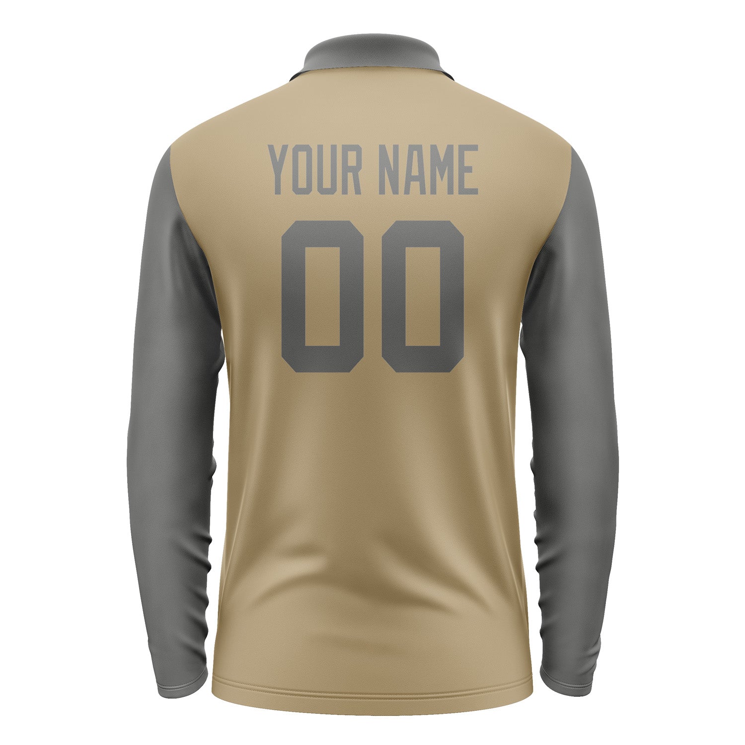 Custom Light Khaki Dark Grey Long Sleeve Polo Shirt Pl252020B120