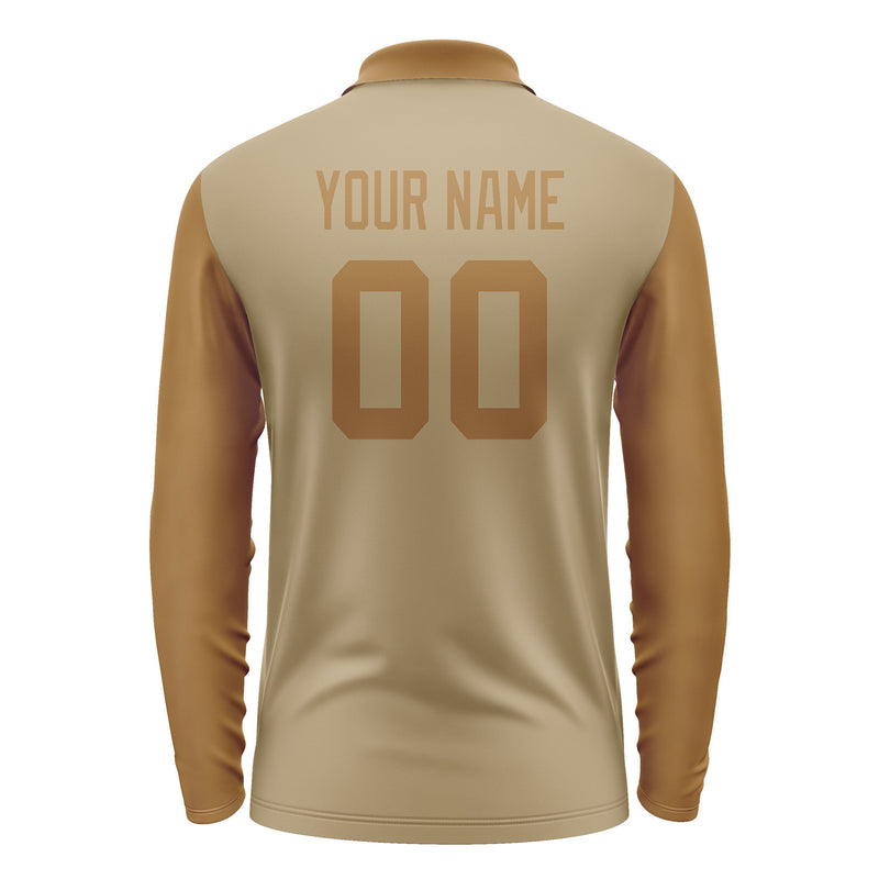 Custom Light Khaki Khaki Long Sleeve Polo Shirt Pl252222B122
