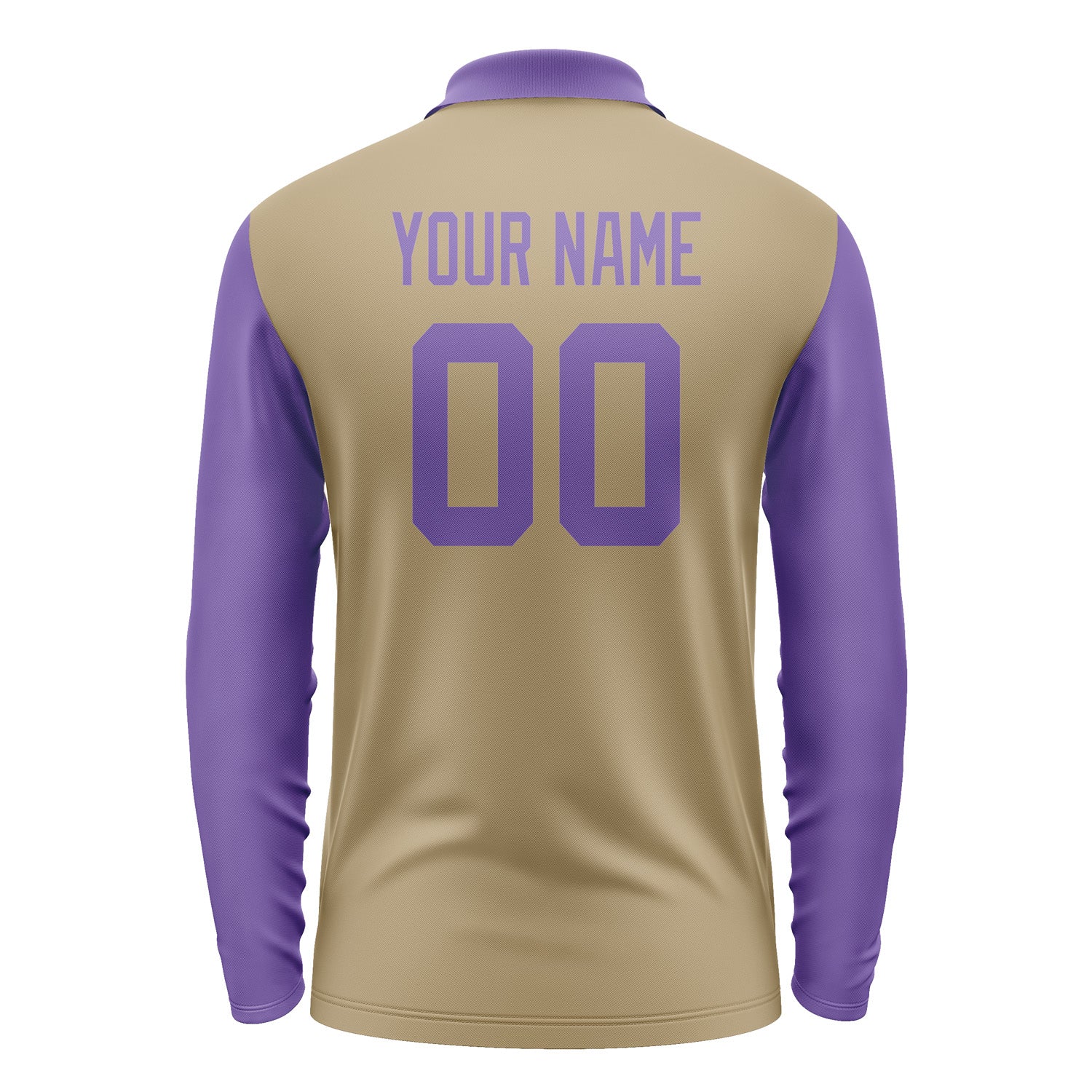 Custom Light Khaki Light Purple Long Sleeve Polo Shirt Pl252323B123