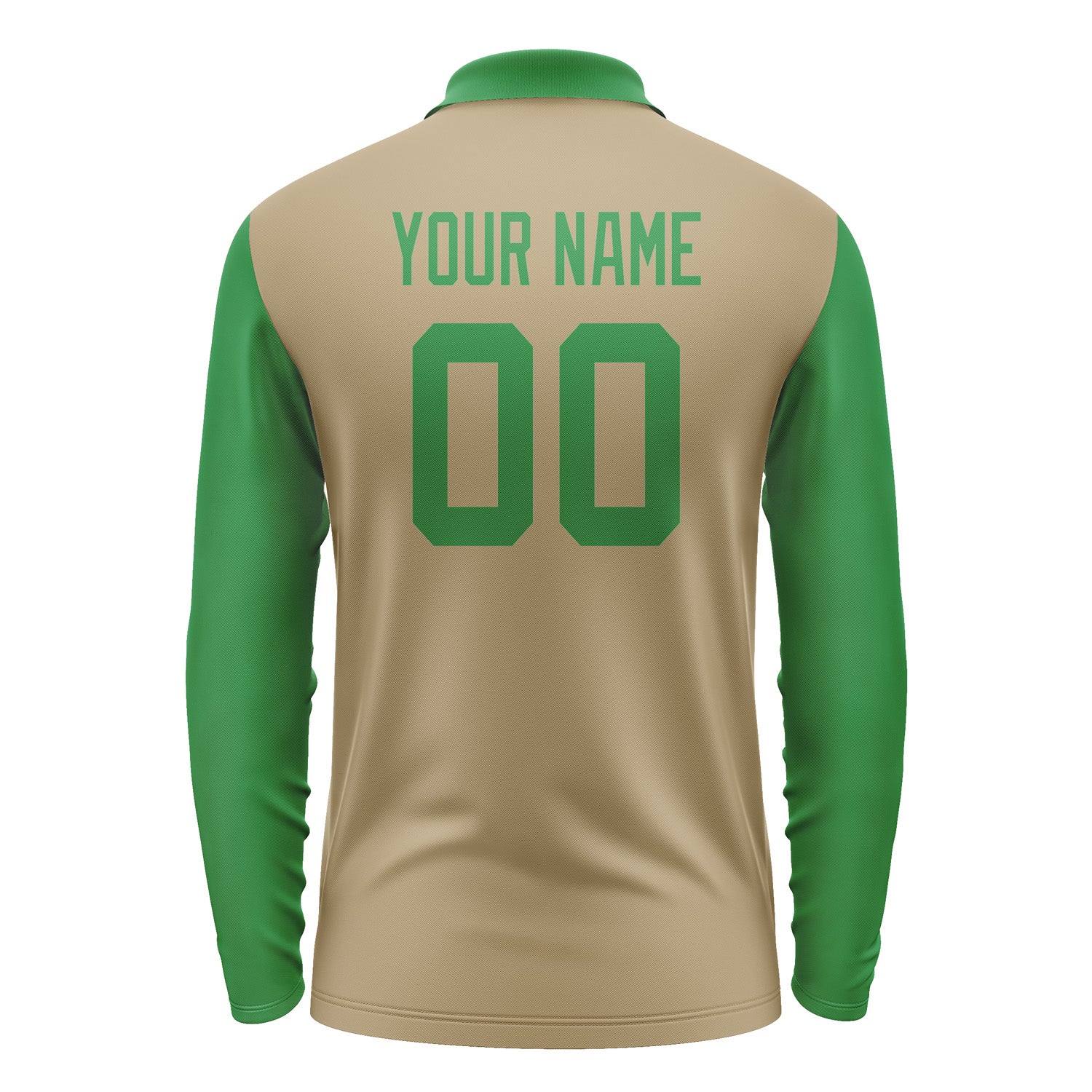 Custom Light Khaki Emerald Green Long Sleeve Polo Shirt Pl252424B124