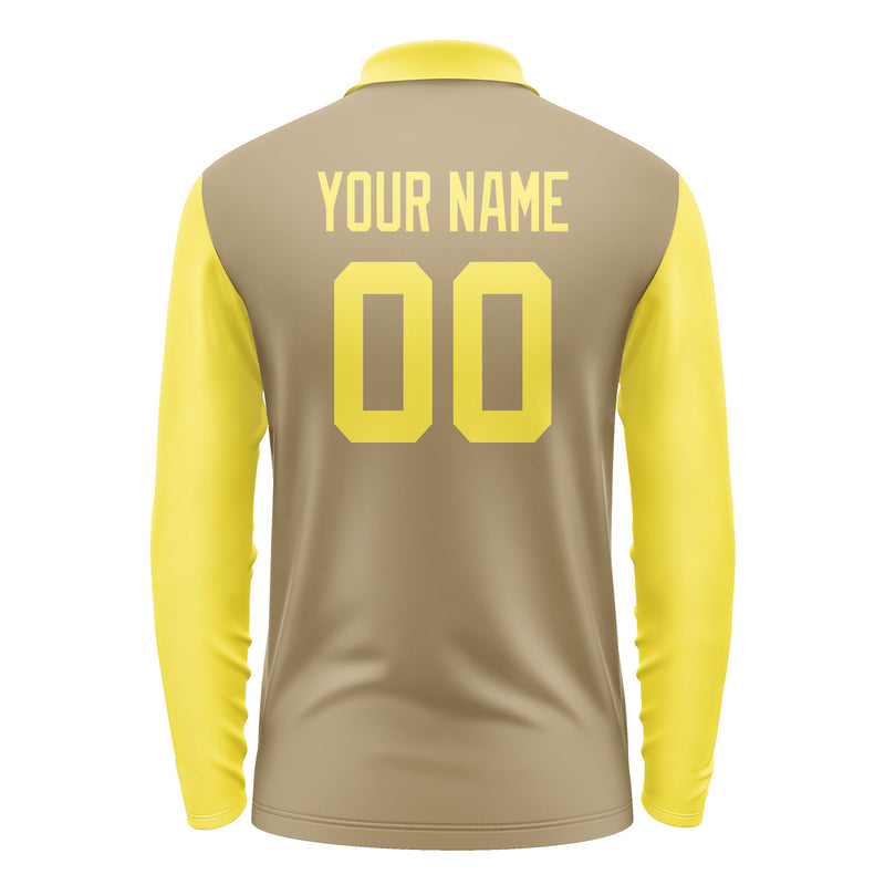 Custom Light Khaki Light Yellow Long Sleeve Polo Shirt Pl252626B126
