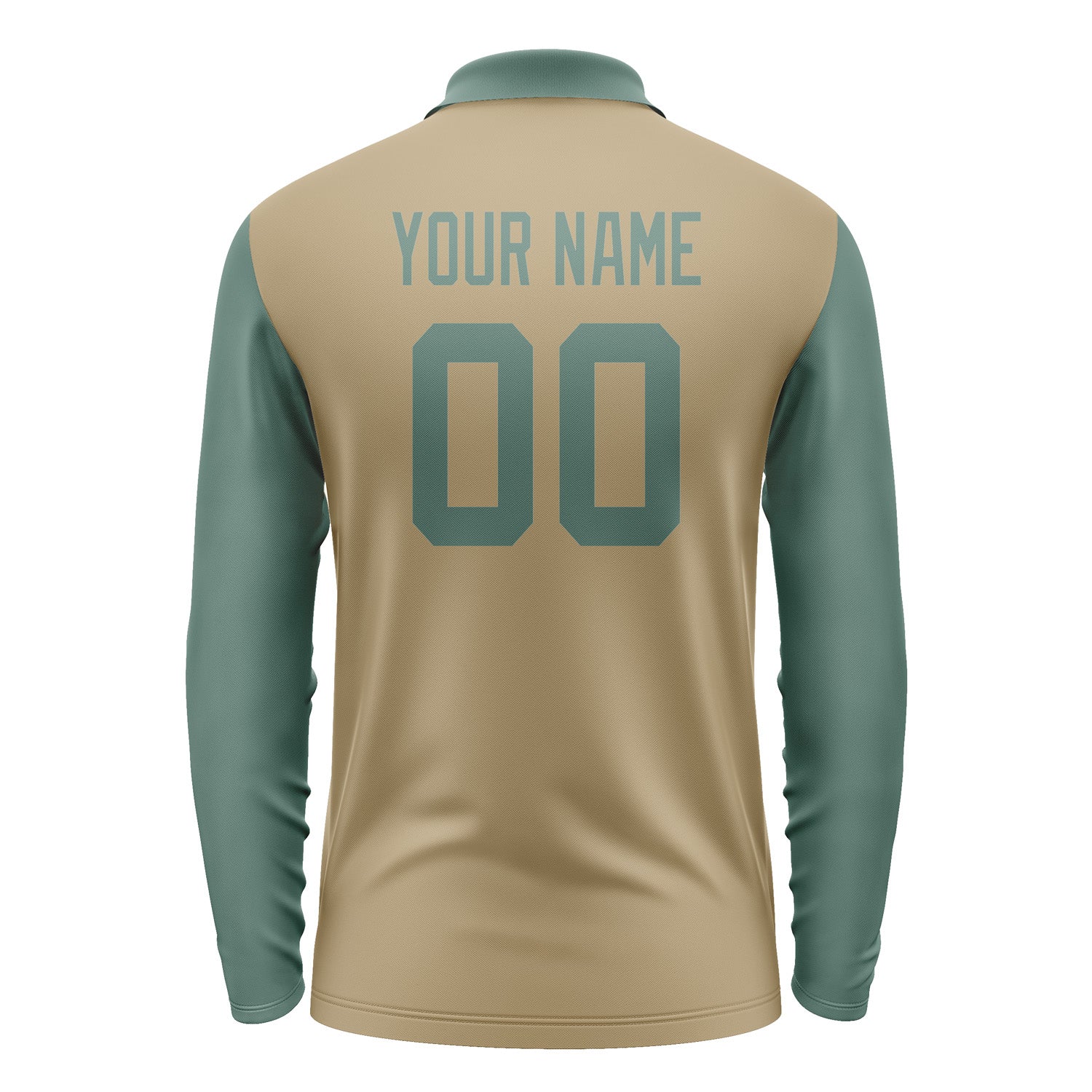 Custom Light Khaki Blue Green Long Sleeve Polo Shirt Pl252727B127