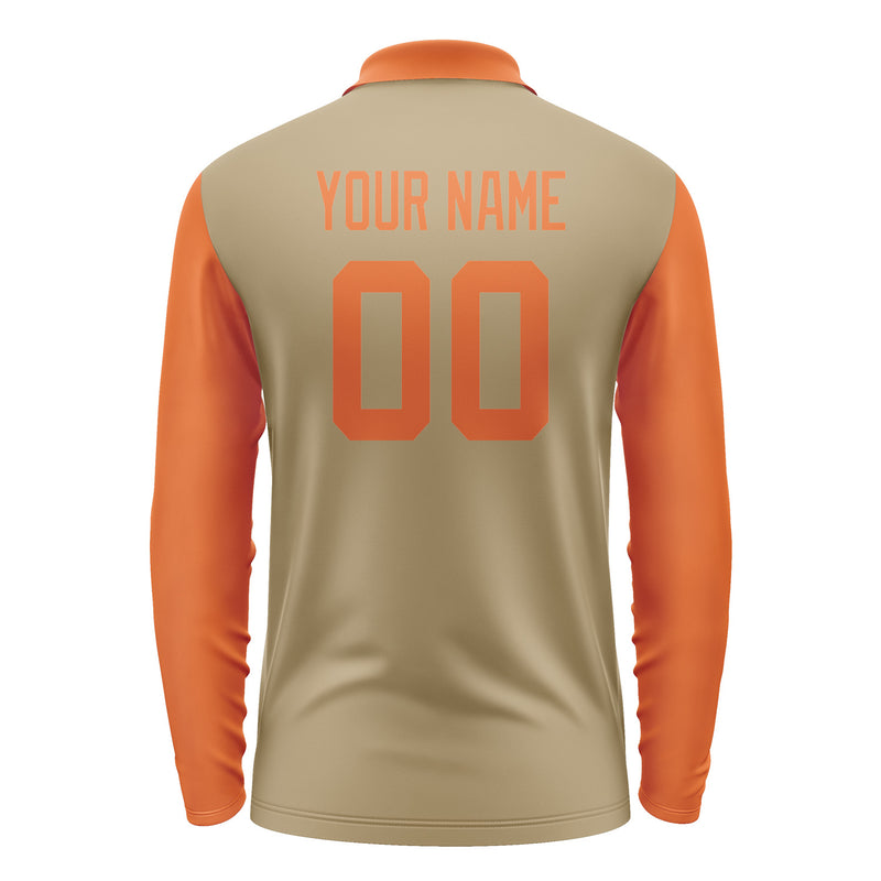 Custom Light Khaki Orange Long Sleeve Polo Shirt Pl252828B128