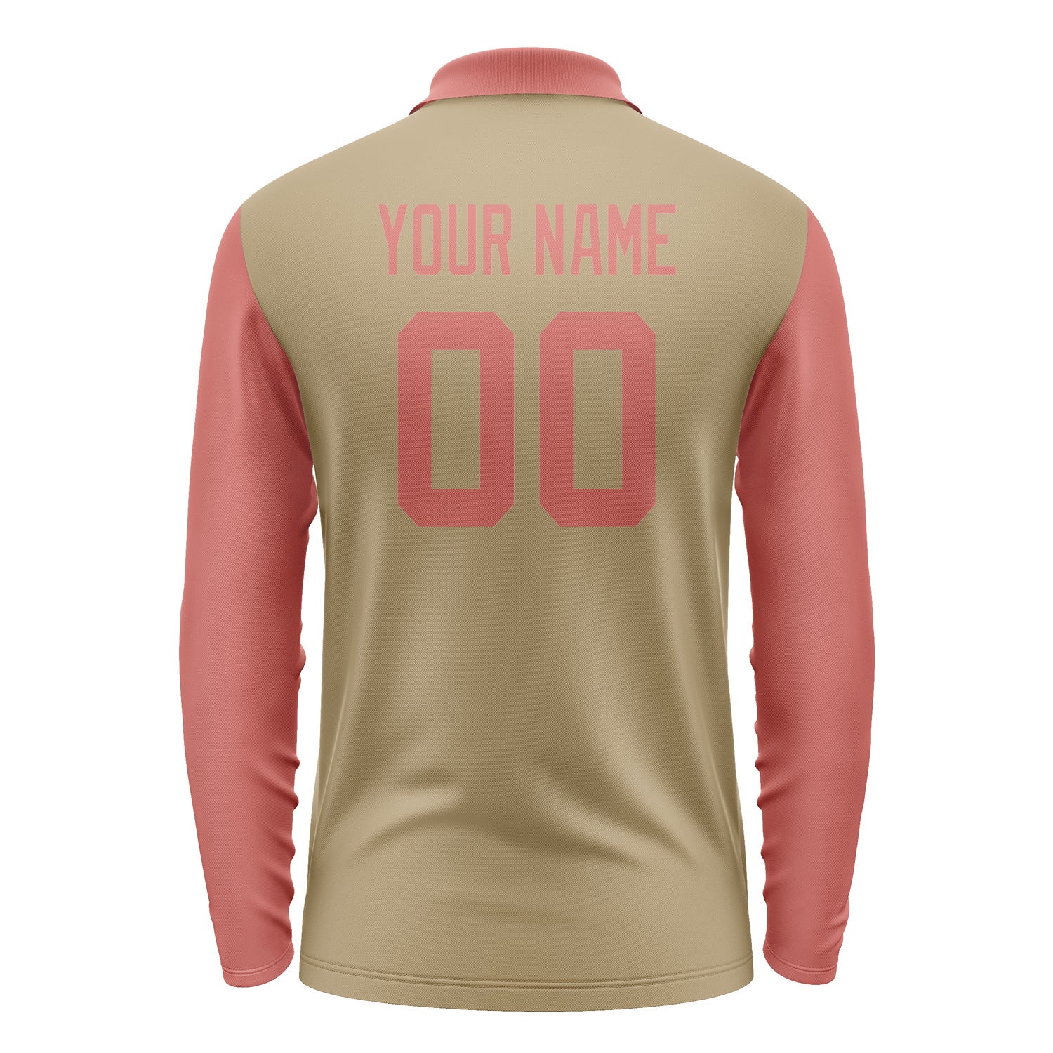 Custom Light Khaki Copper Rose Long Sleeve Polo Shirt Pl252929B129