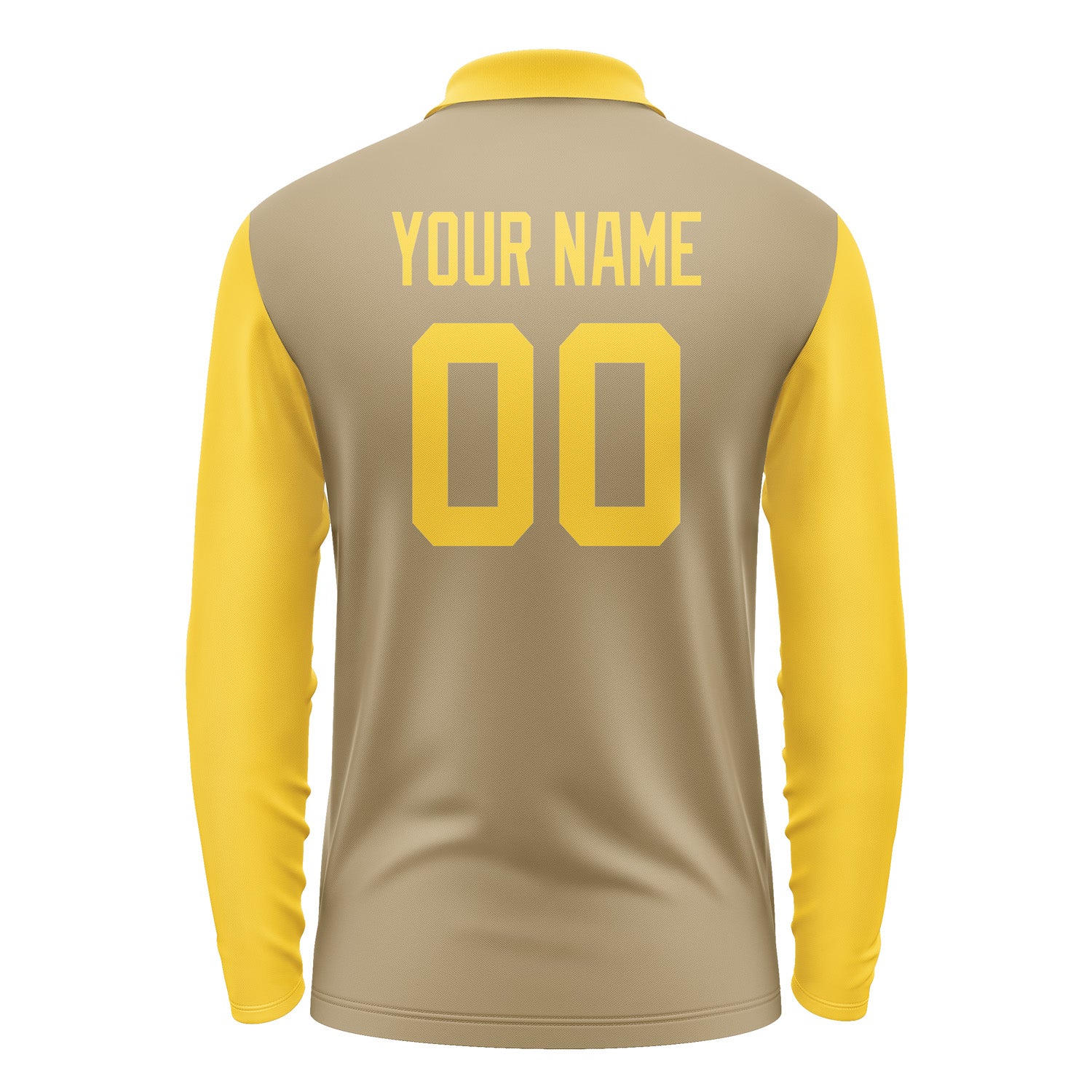Custom Light Khaki Gold Long Sleeve Polo Shirt Pl253030B130